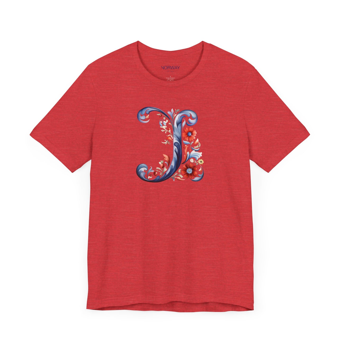 J Monogram T-Shirt β Rosemaling Norwegian Letter Tee