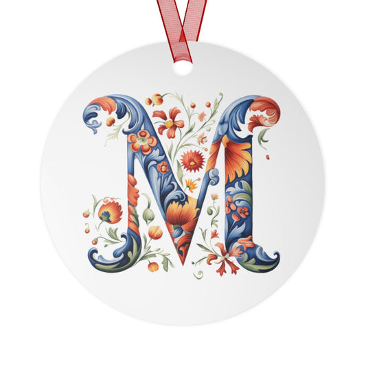 M Rosemaling Christmas Ornament Norwegian Family Ornament