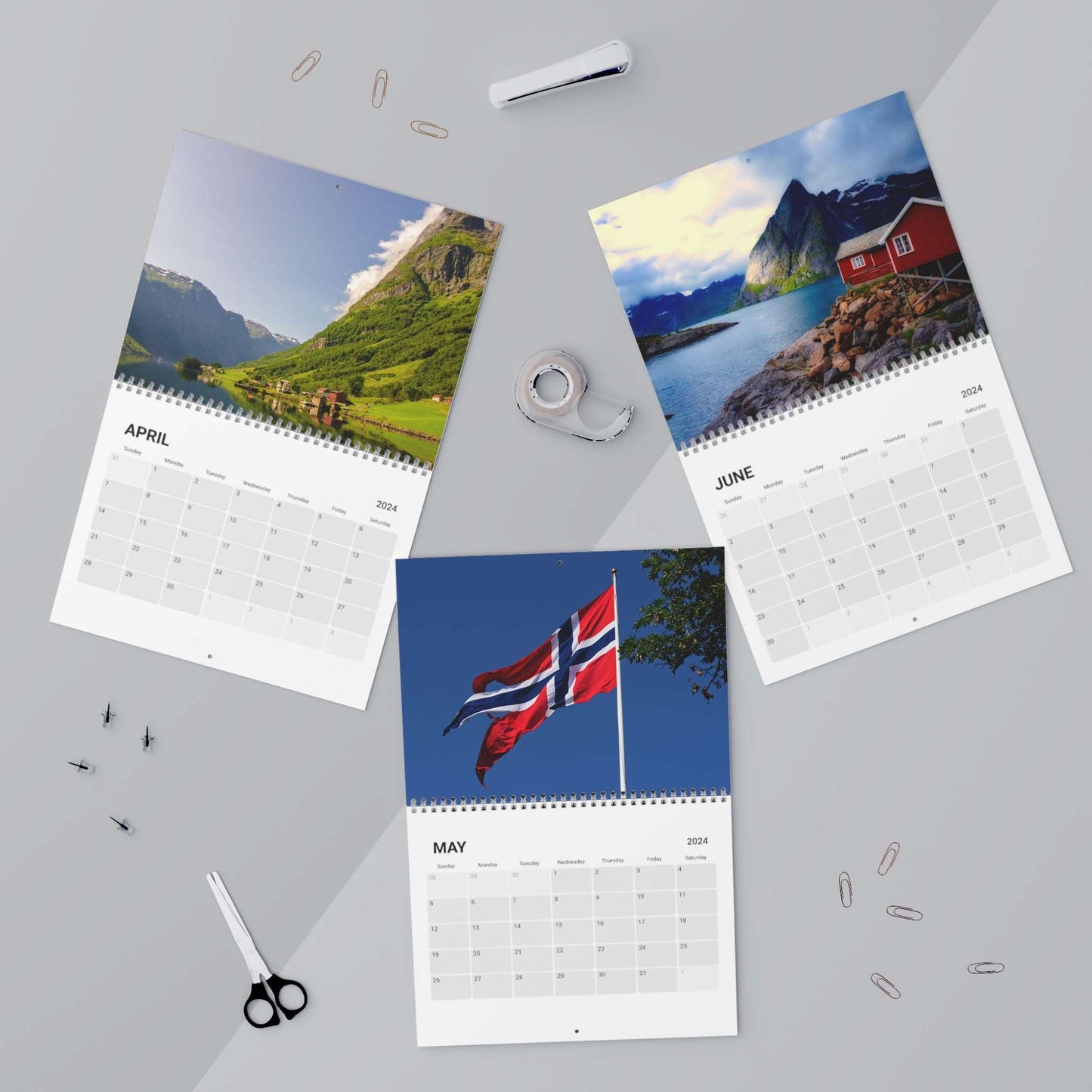 Calendar (2024) Norway Wall Calendar Norway Calendar Northern Lights Calendar Fjords Mountains Norwegian Calendar Norwegian Norway Gift