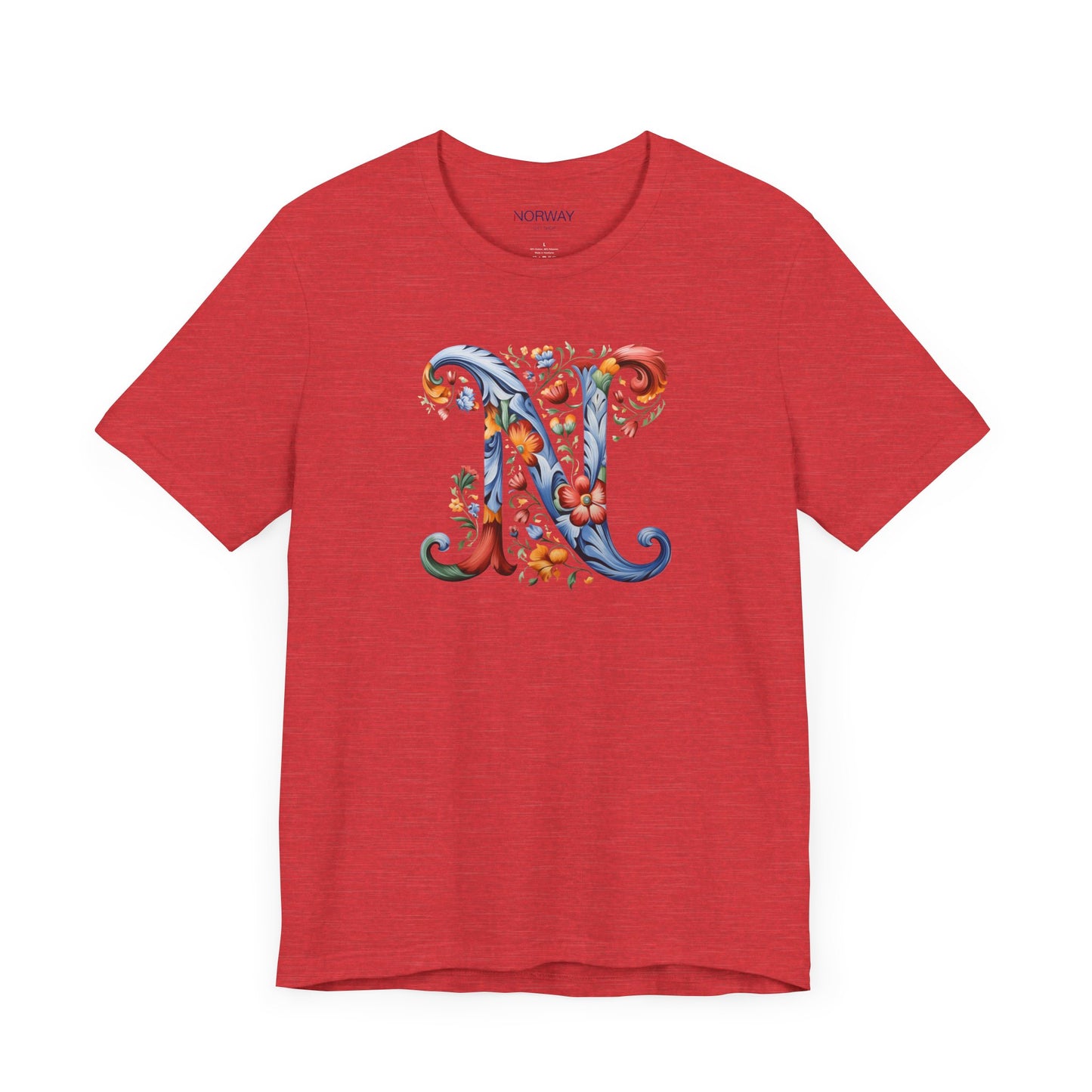 N Monogram T-Shirt β Rosemaling Norwegian Letter Tee