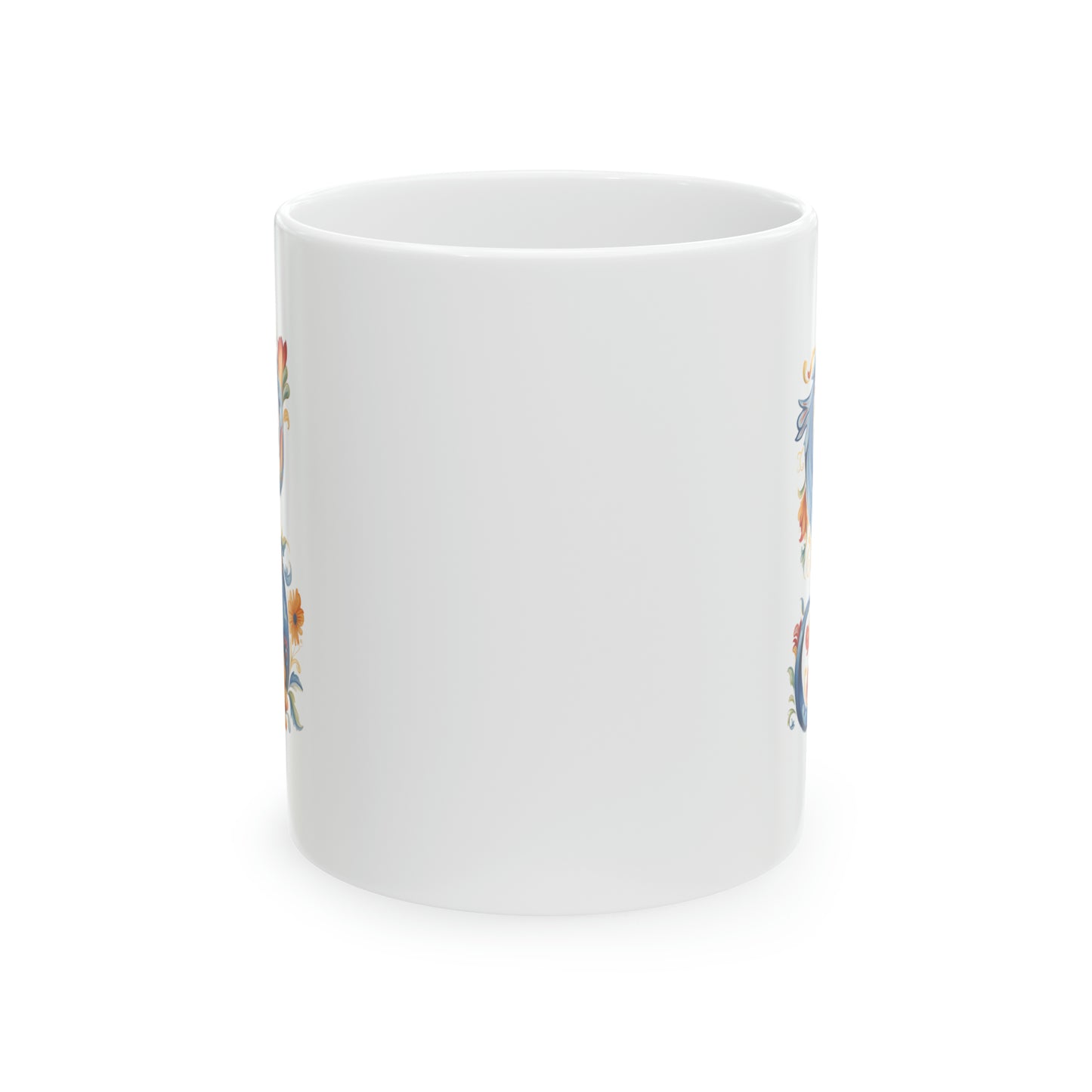 S Norwegian Rosemaling Mug Norway Alphabet Coffee Mug 11oz