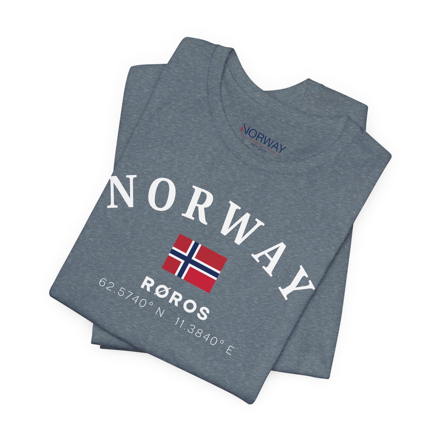 Røros Coordinates – Men’s Norway Flag T-Shirt