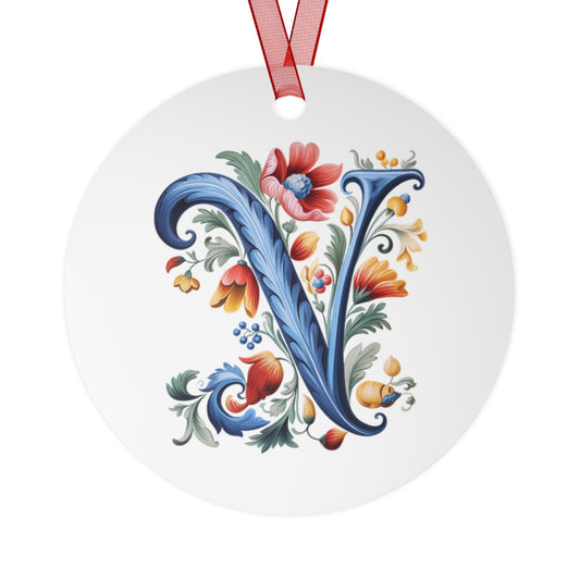V Rosemaling Christmas Ornament Norwegian Family Ornament
