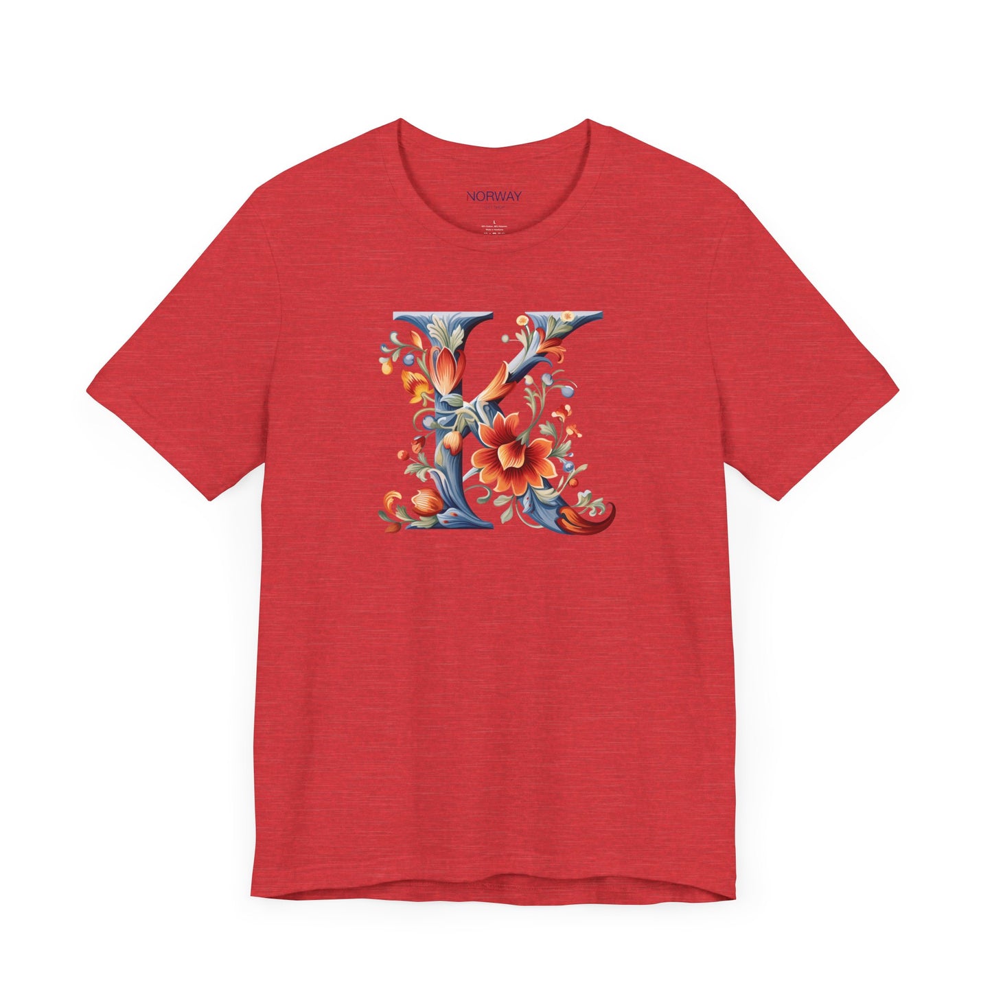 K Monogram T-Shirt β Rosemaling Norwegian Letter Tee