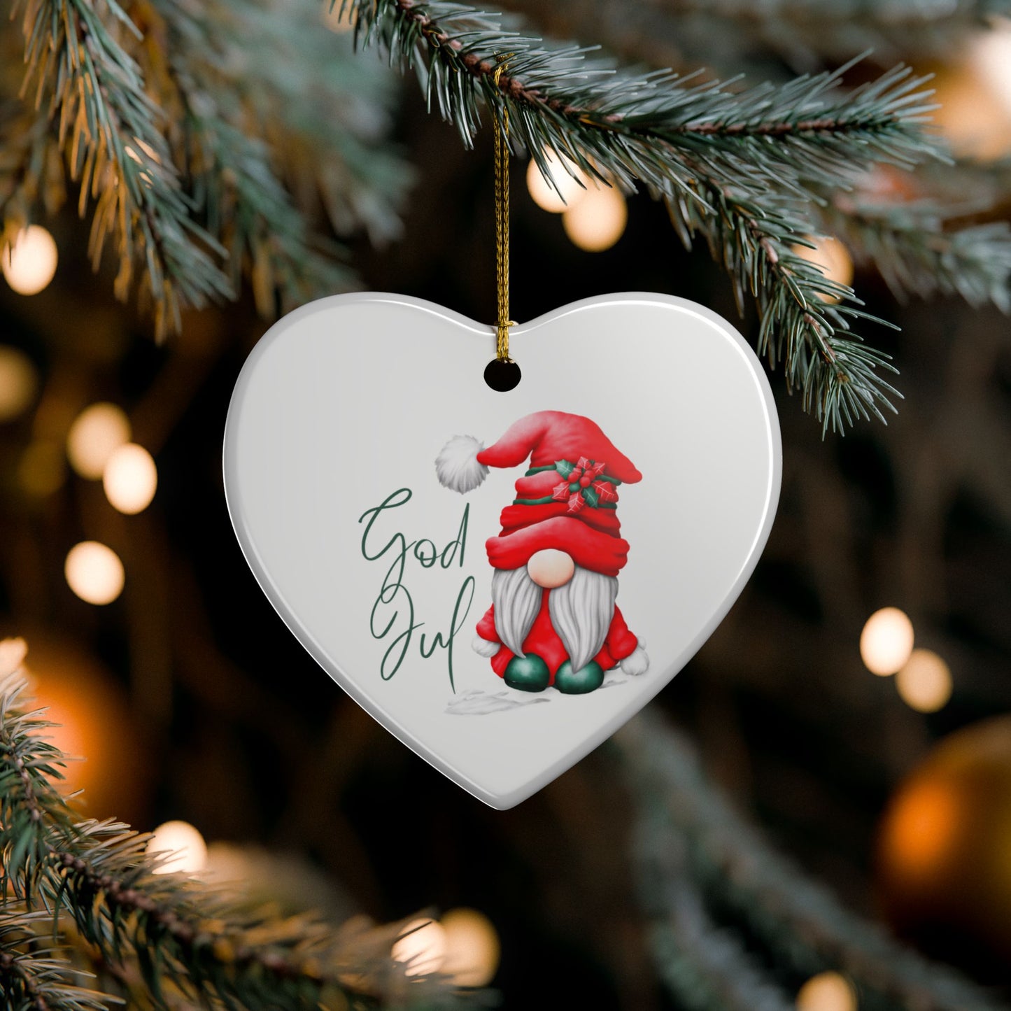 God Jul Norwegian Christmas Nisse Ceramic Ornament Norway Nisse Christmas Ornament Gift Norway