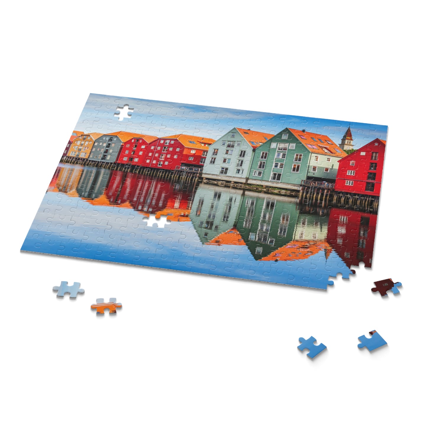 Nidelva Trondheim Jigsaw Puzzle Trondheim Norway Puzzle (120, 252, 500-Pieces)