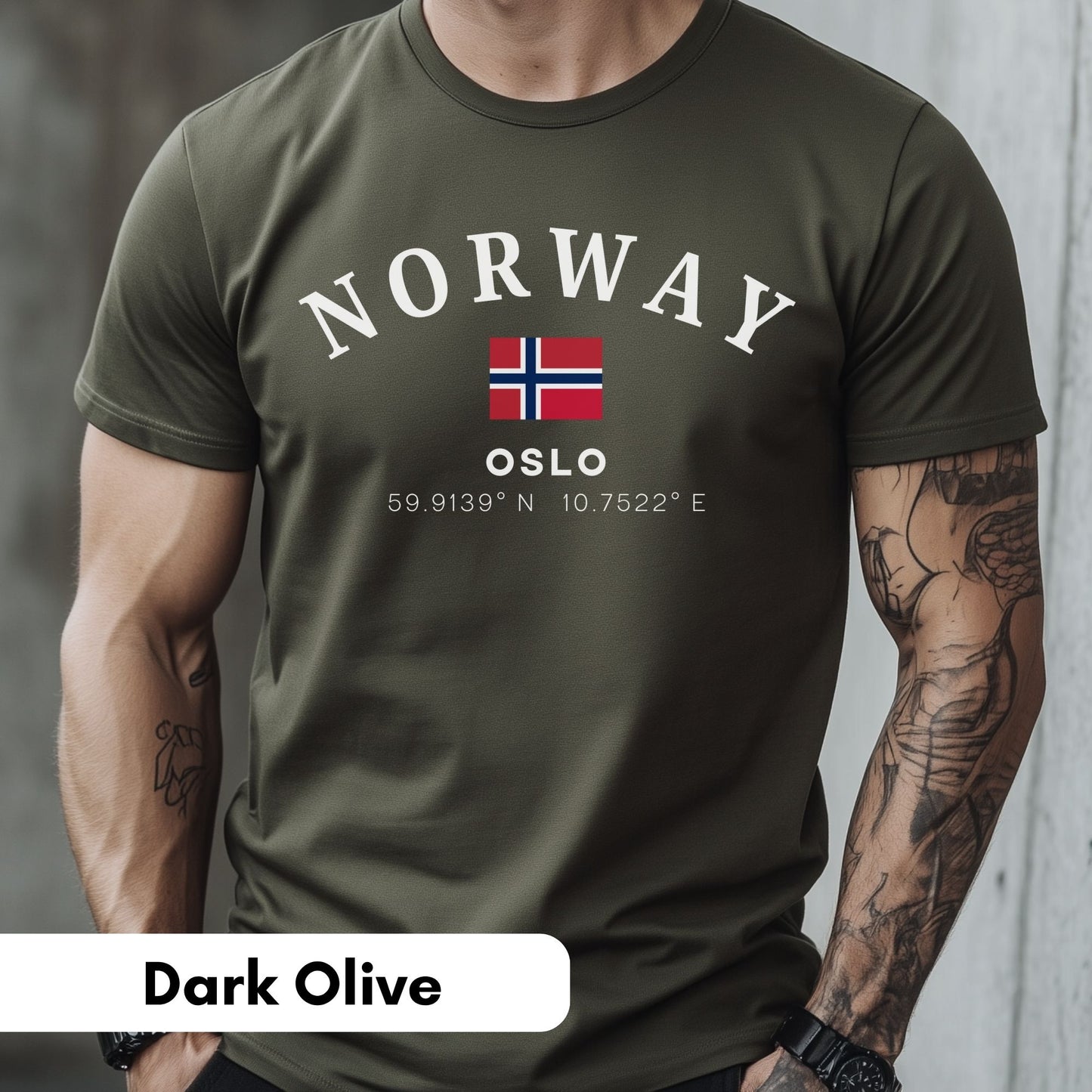 Oslo Coordinates – Men’s Norway Flag T-Shirt