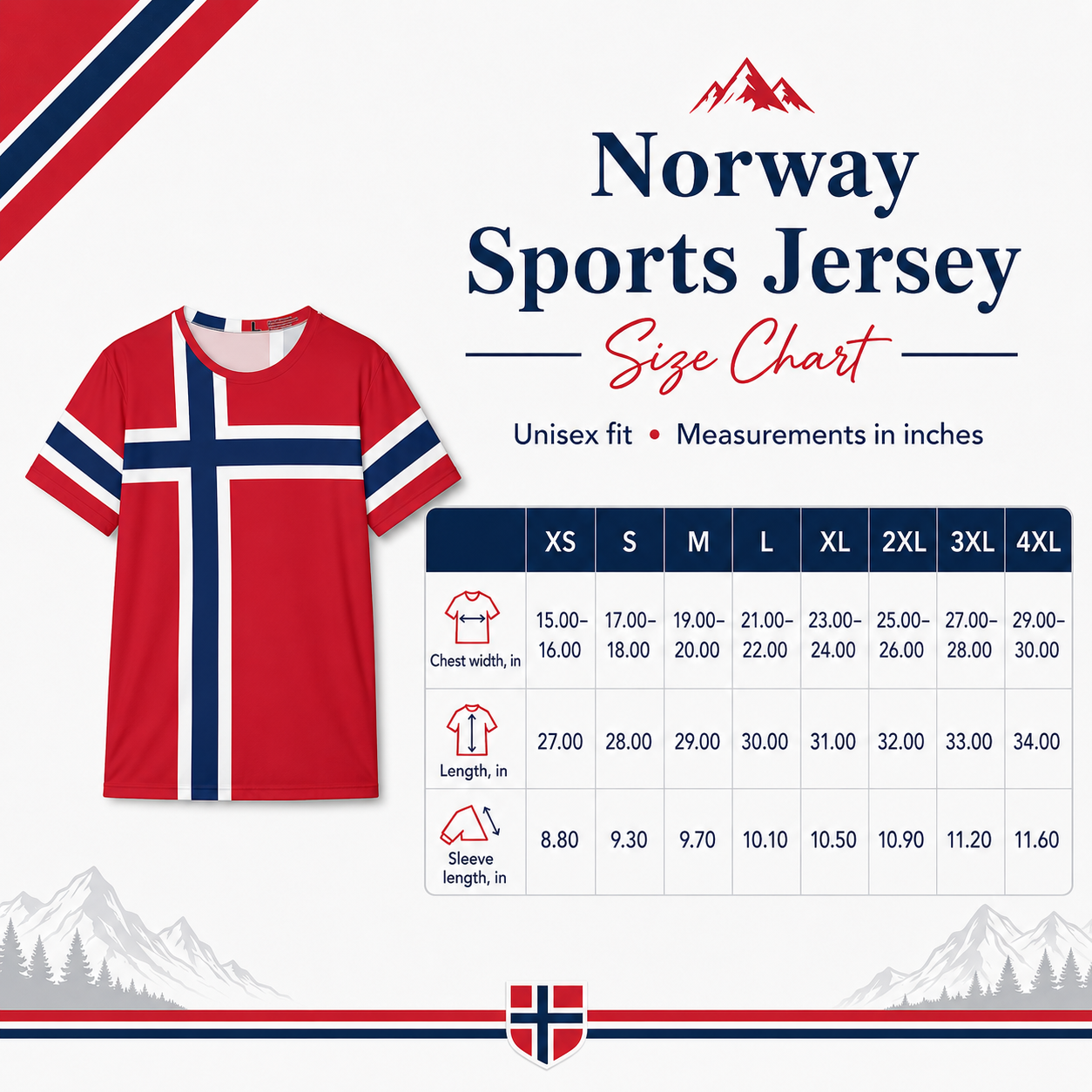 Norway Soccer Jersey Norwegian Flag Shirt Mens Sports Tee Norway Football Shirt World Cup VM Gift for Him Nordic Fan Shirt