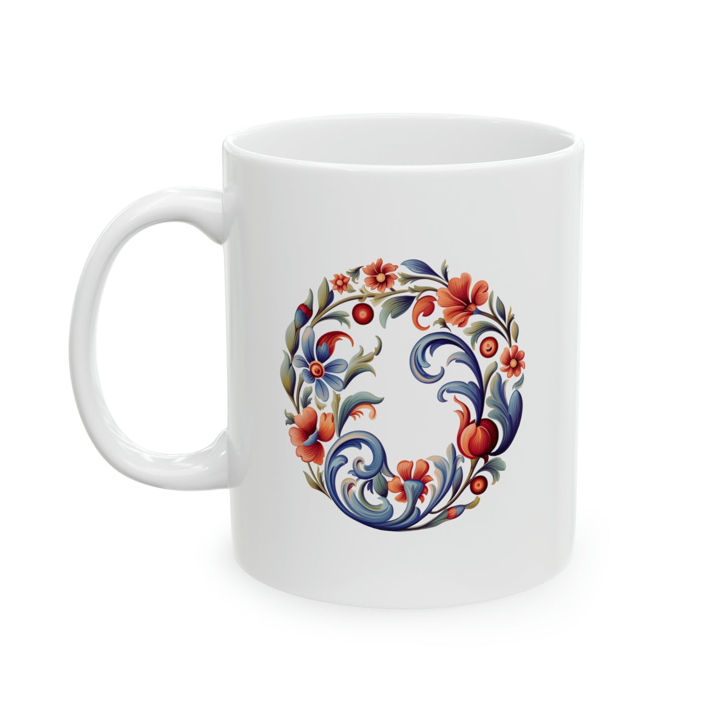 O Norwegian Rosemaling Mug Norway Alphabet Coffee Mug 11oz