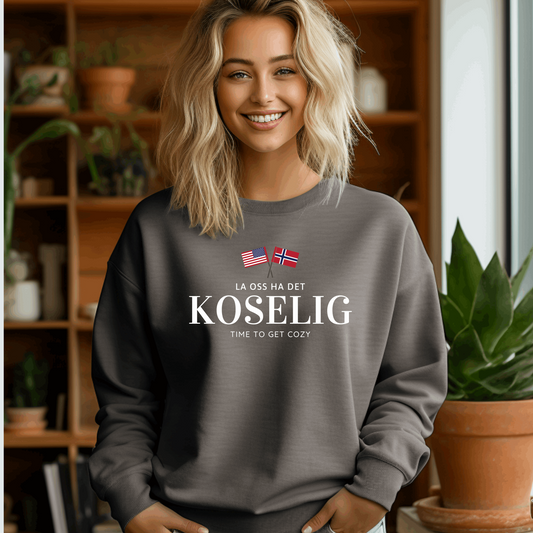 Dark Grey Koselig Sweatshirt Norwegian American Sweatshirt Norwegian American Pride Norway Sweatshirt Gift for Norwegian American Norway May 17 Mai