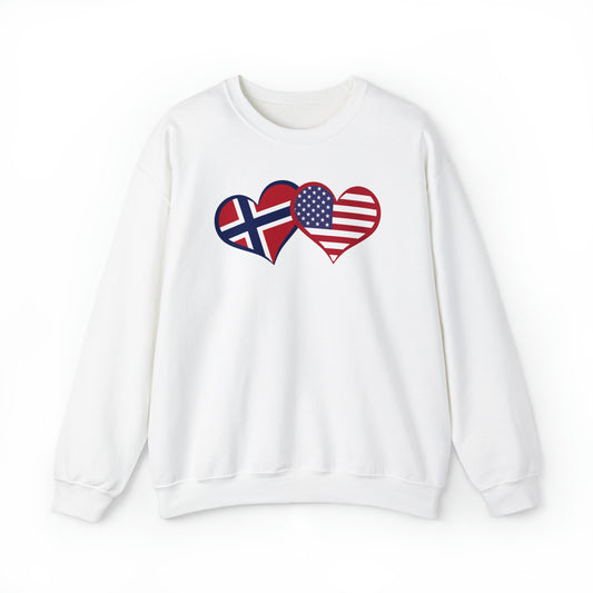 Norwegian American Flag Hearts Sweatshirt Norwegian American Pride Norway Sweatshirt Gift for Norwegian American Norway Flag May 17 Mai