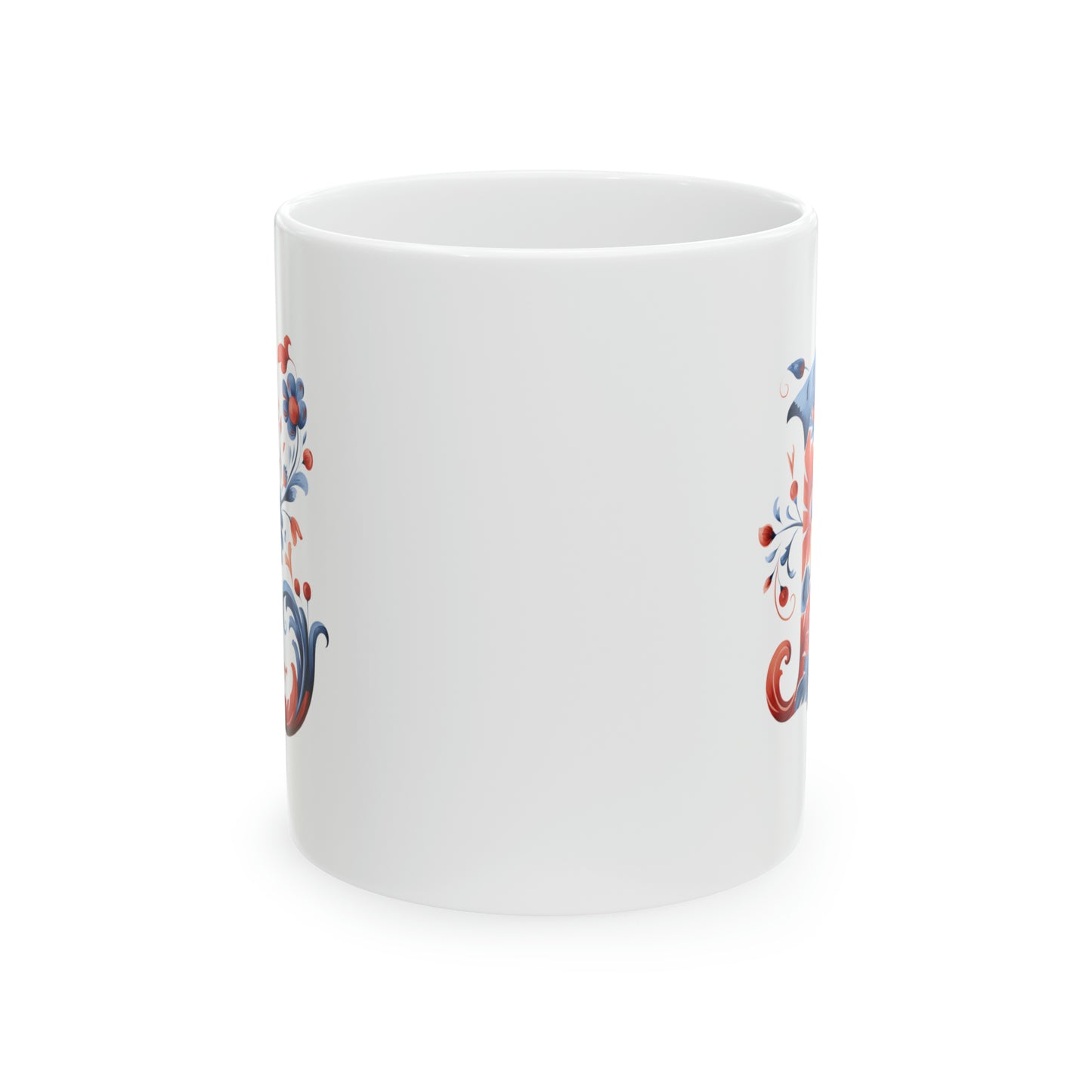 L Norwegian Rosemaling Mug Norway Alphabet Coffee Mug 11oz