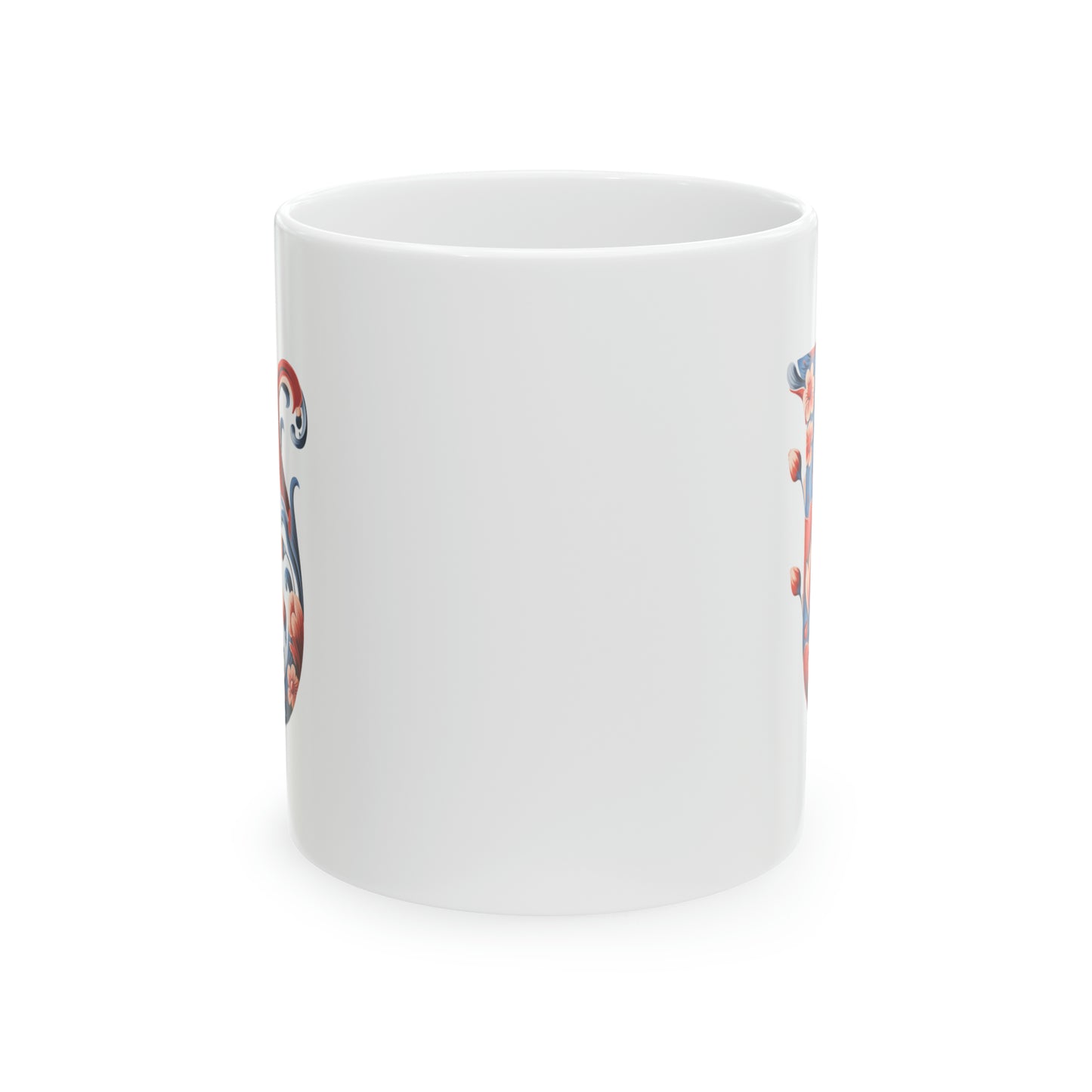 U Norwegian Rosemaling Mug Norway Alphabet Coffee Mug 11oz