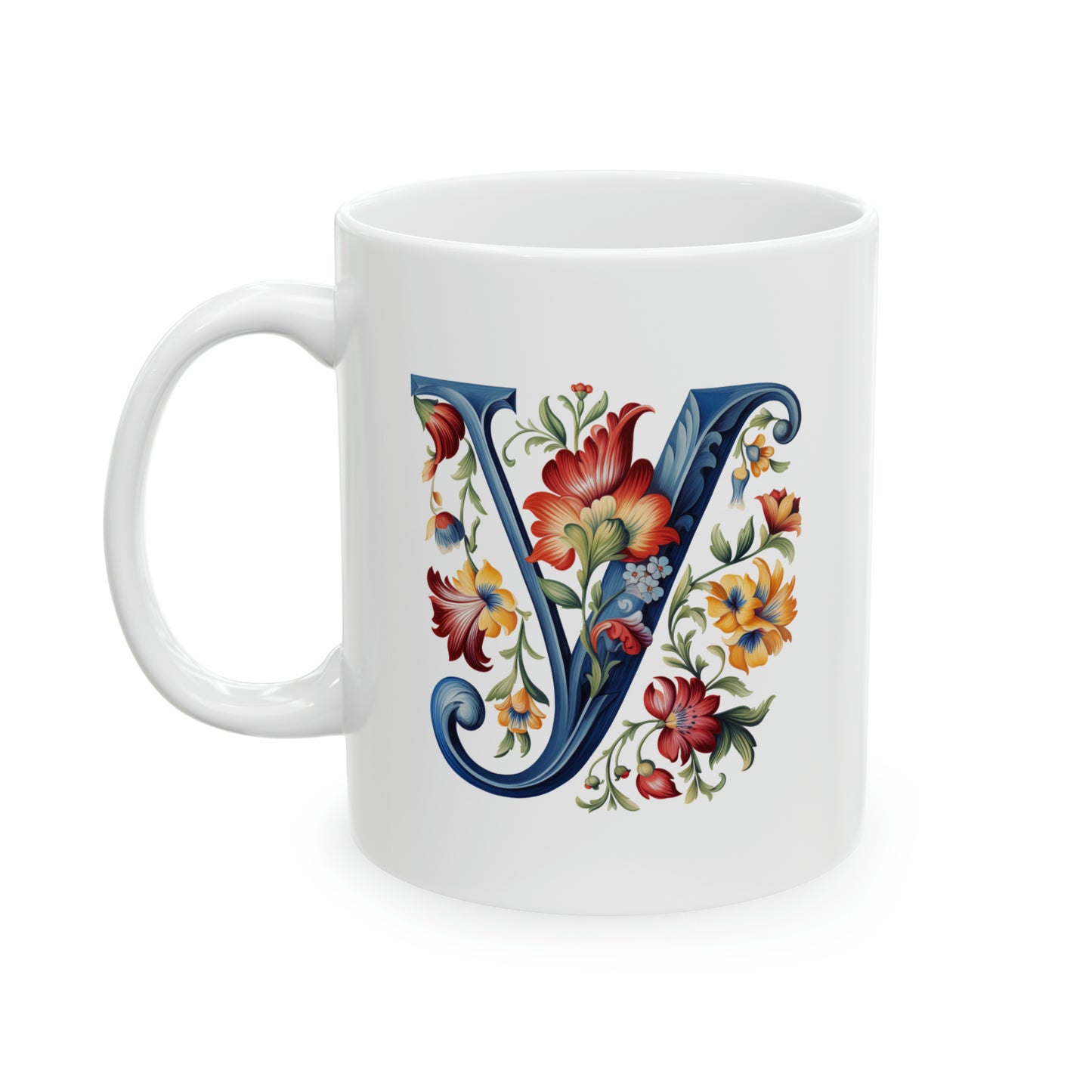 Y Norwegian Rosemaling Mug Norway Alphabet Coffee Mug 11oz
