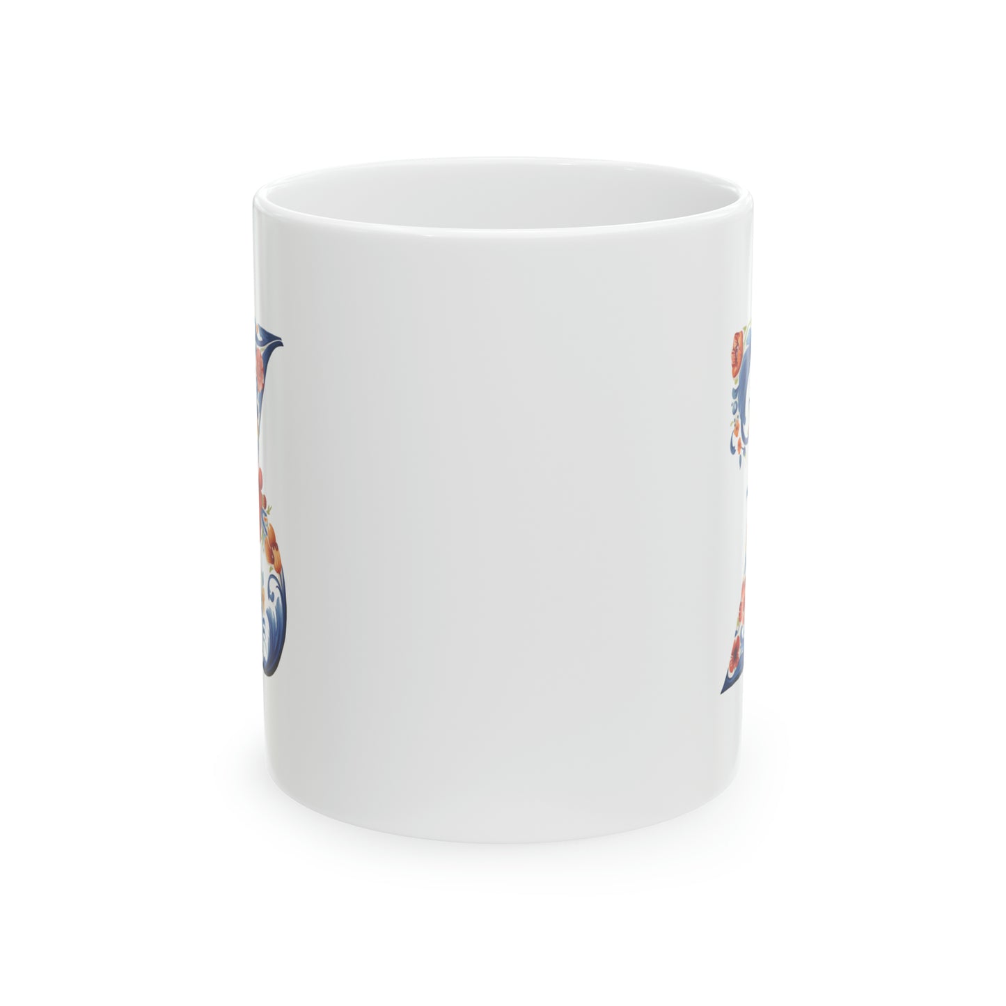 Z Norwegian Rosemaling Mug Norway Alphabet Coffee Mug 11oz