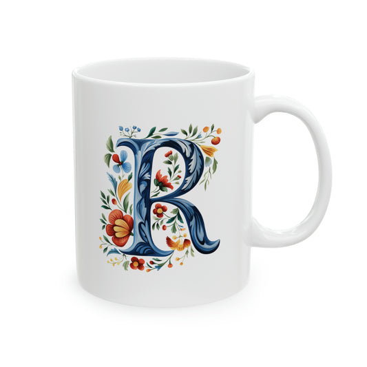 R Norwegian Rosemaling Mug Norway Alphabet Coffee Mug 11oz