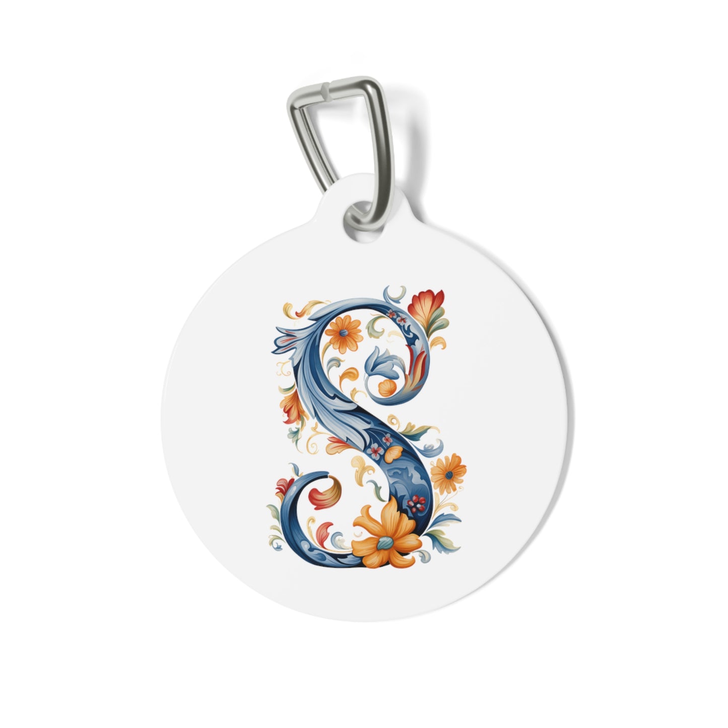 S Rosemaling Alphabet Pet Tag Rosemaling Norwegian Personalized Pet Tag