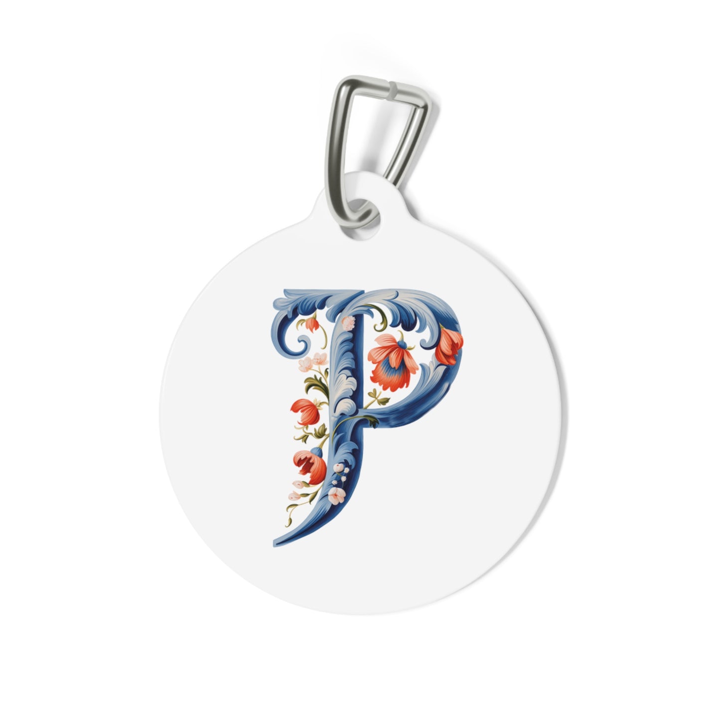 P Rosemaling Alphabet Pet Tag Rosemaling Norwegian Personalized Pet Tag