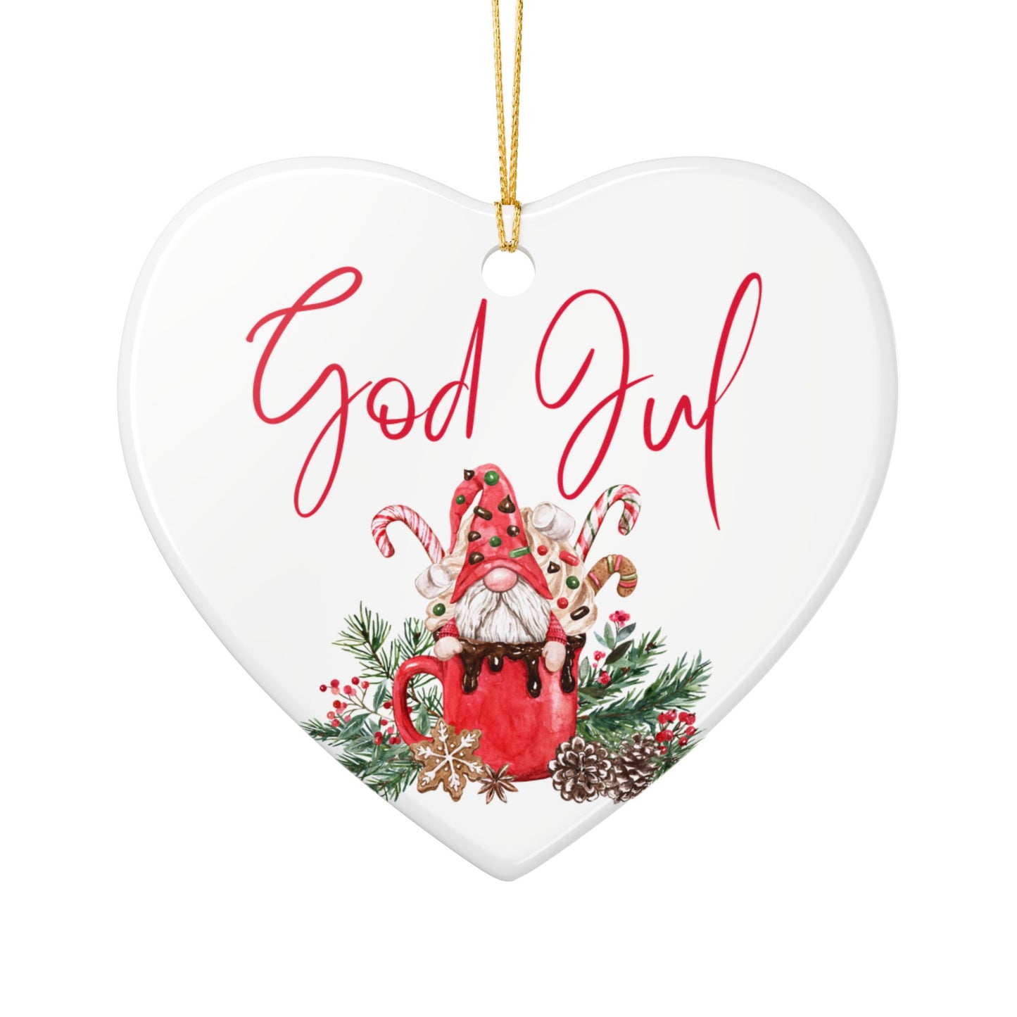 God Jul Hot Chocolate Nisse Ceramic Ornament Norway Nisse God Jul Christmas Ornament Gift Norway