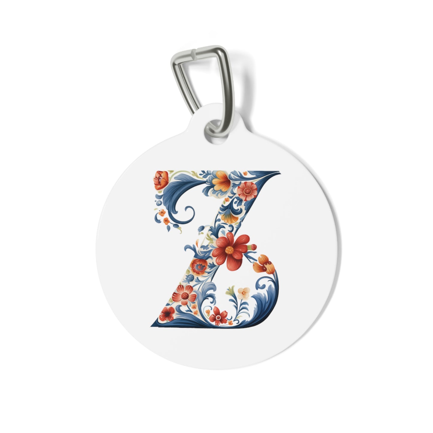 Z Rosemaling Alphabet Pet Tag Rosemaling Norwegian Personalized Pet Tag