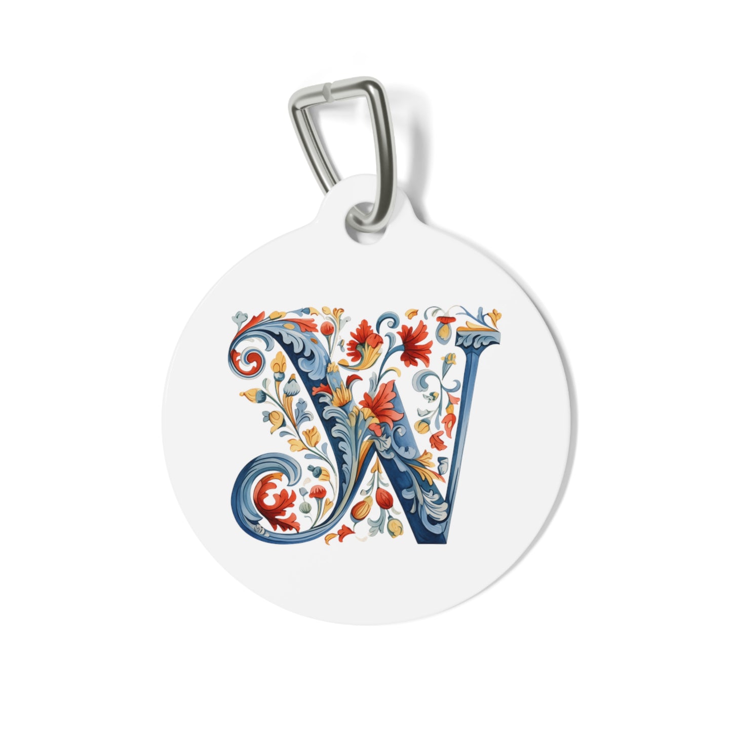 W Rosemaling Alphabet Pet Tag Rosemaling Norwegian Personalized Pet Tag