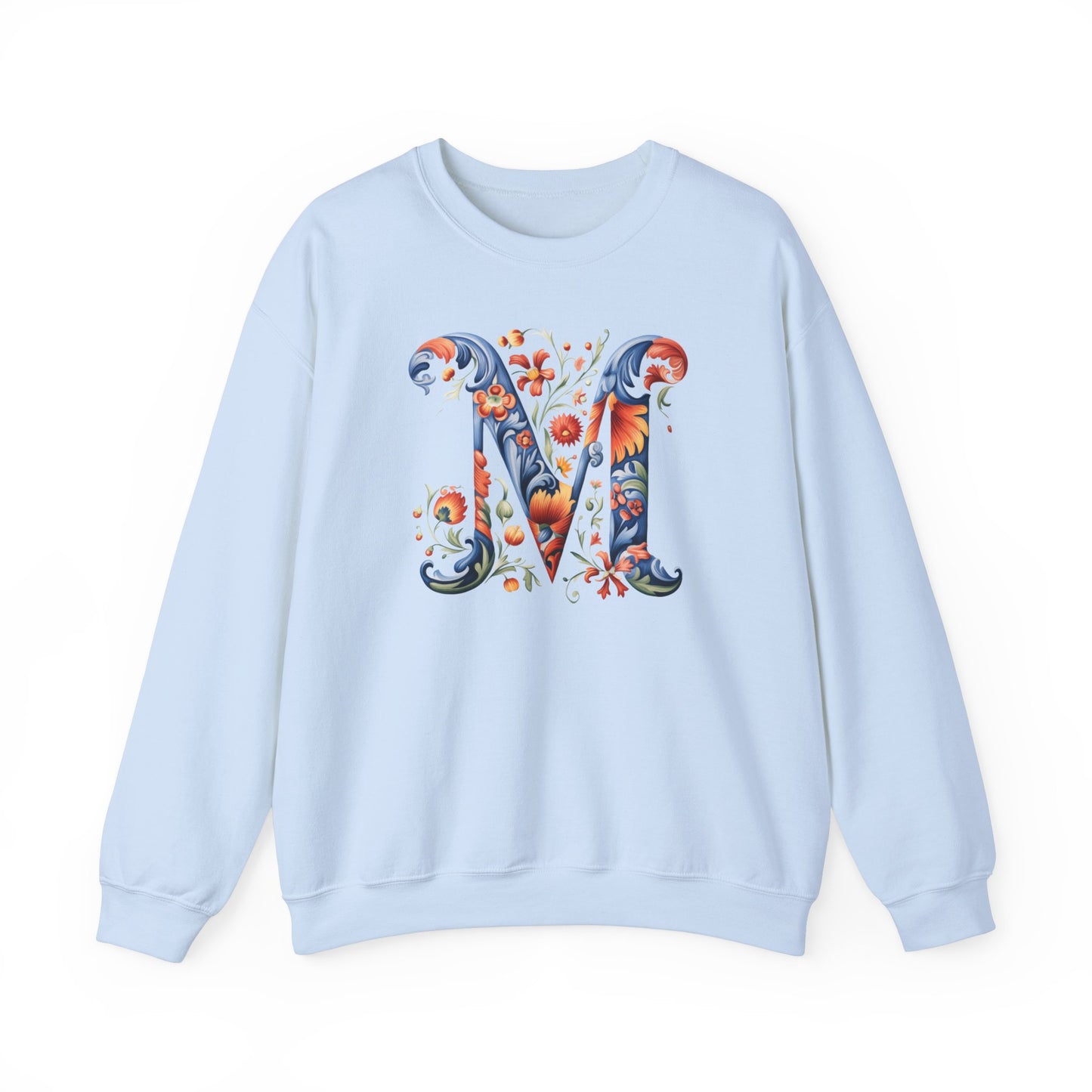 Monogram M Sweatshirt Norwegian Rosemaling Letter M Monogram Sweatshirt