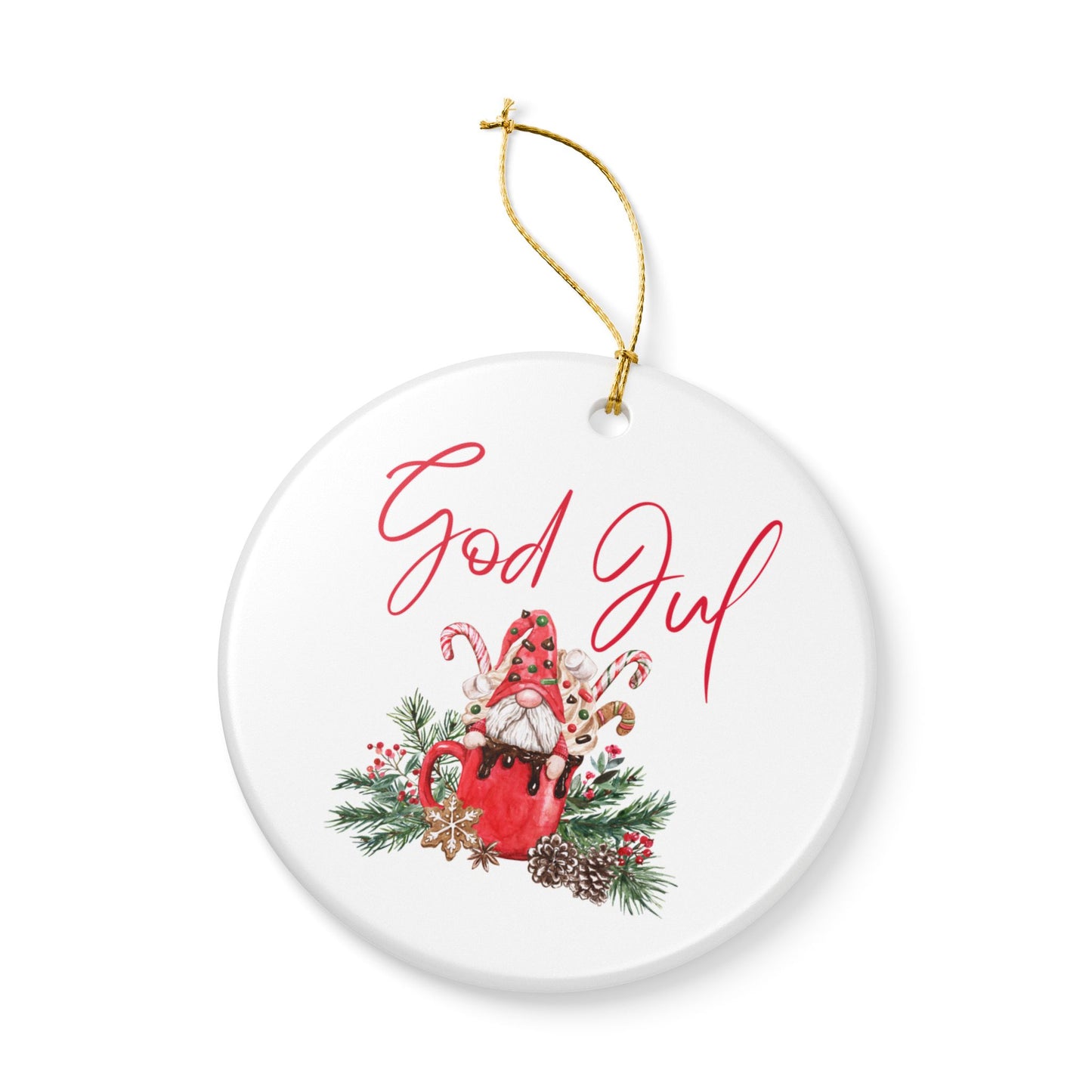 God Jul Hot Chocolate Nisse Ceramic Ornament Norway Nisse God Jul Christmas Ornament Gift Norway