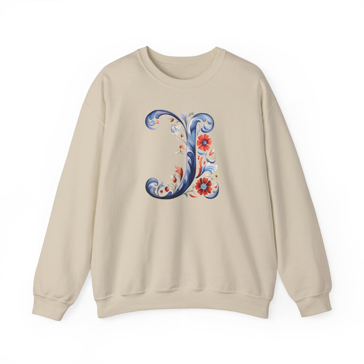 Monogram J Sweatshirt Norwegian Rosemaling Letter J Monogram Sweatshirt