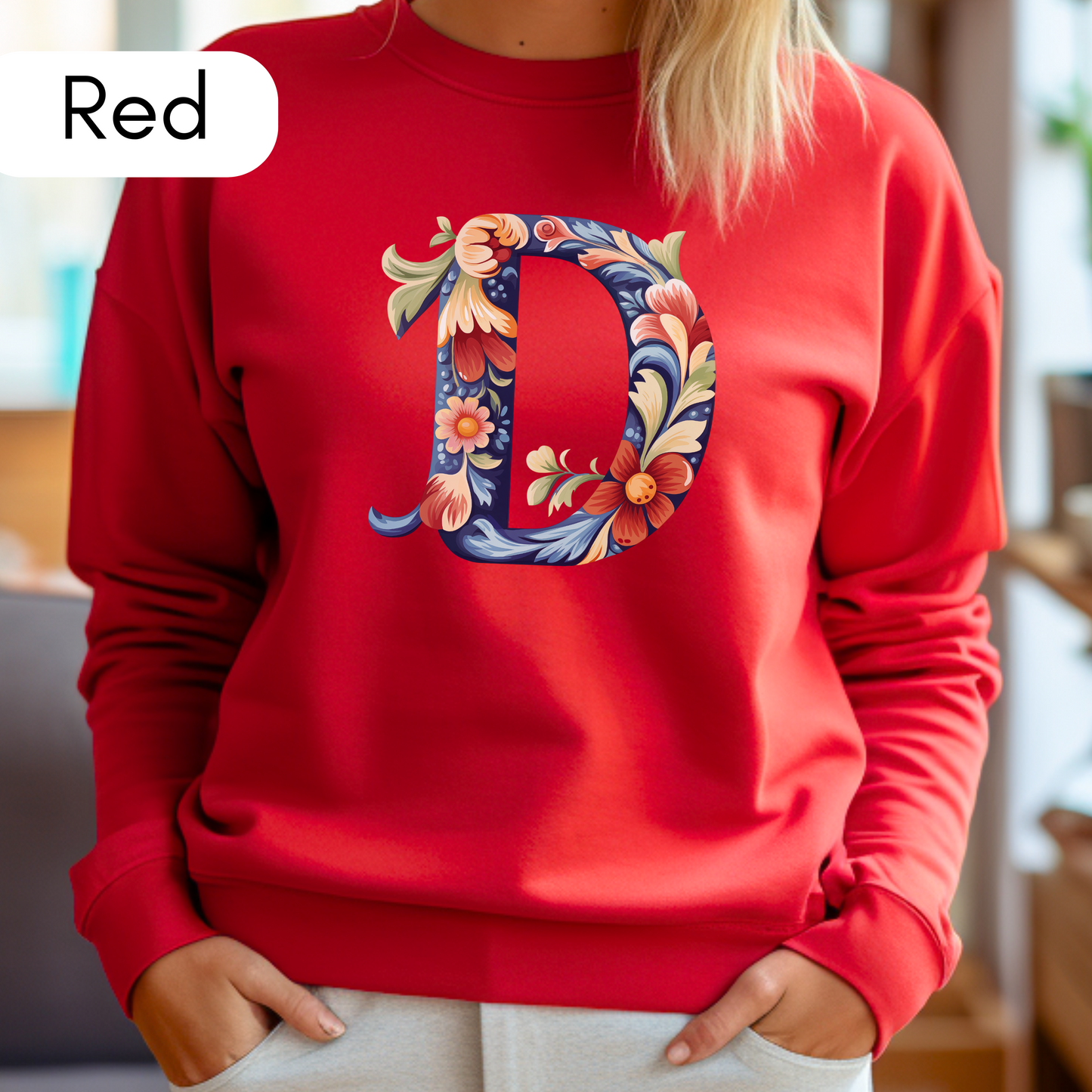 Monogram D Sweatshirt Norwegian Rosemaling Letter D Monogram Sweatshirt