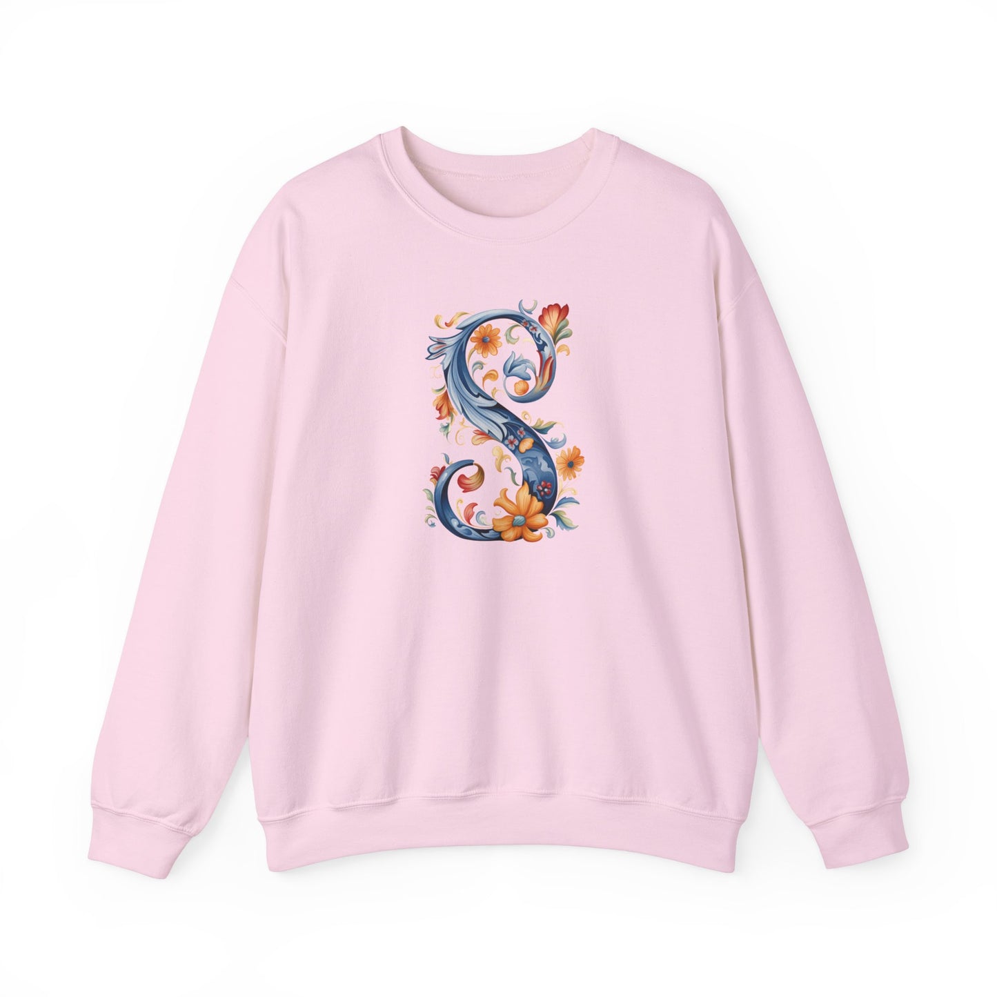 Monogram S Sweatshirt Norwegian Rosemaling Letter S Monogram Sweatshirt