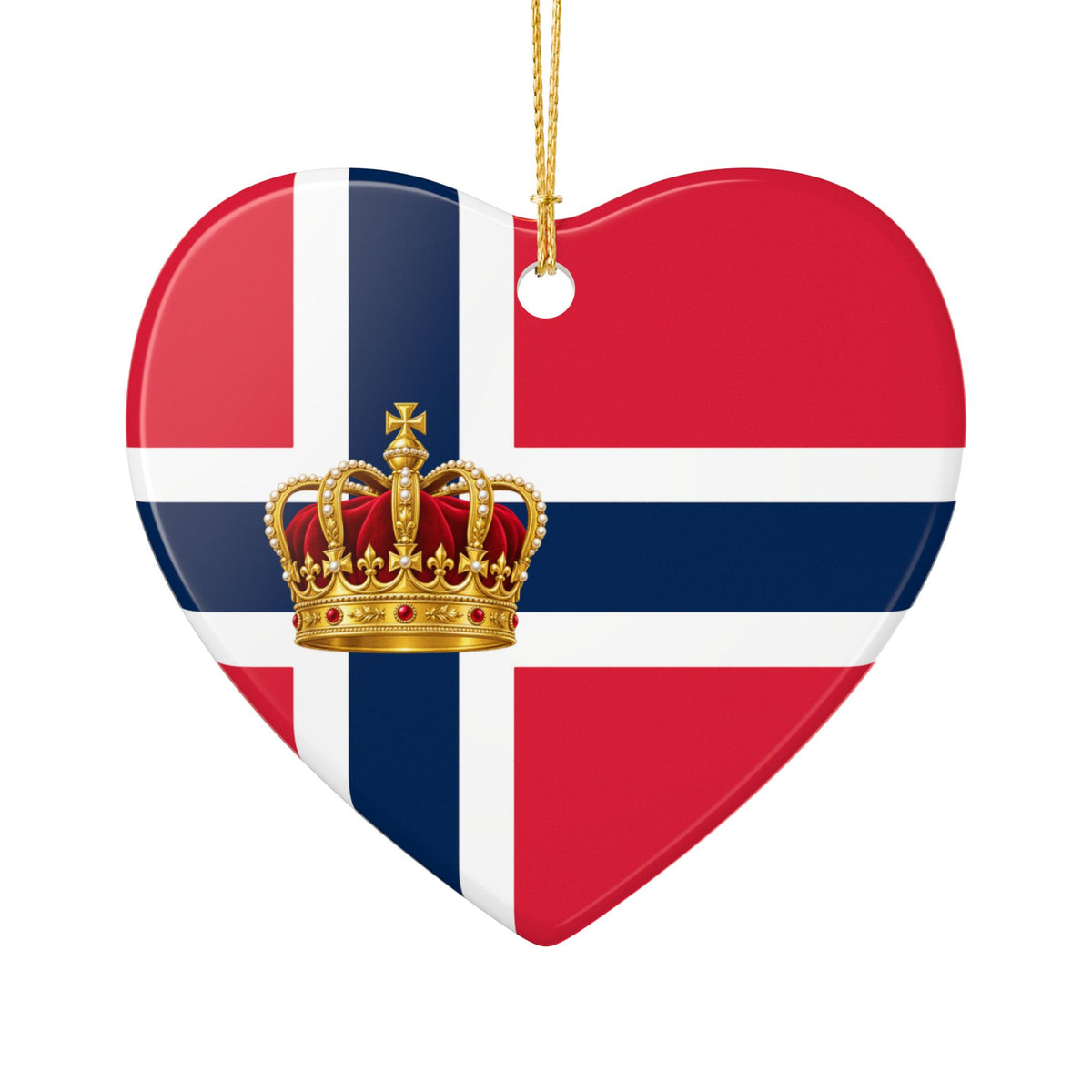 King Harald V Memorial Ornament – Norwegian Flag Ceramic Christmas Ornament