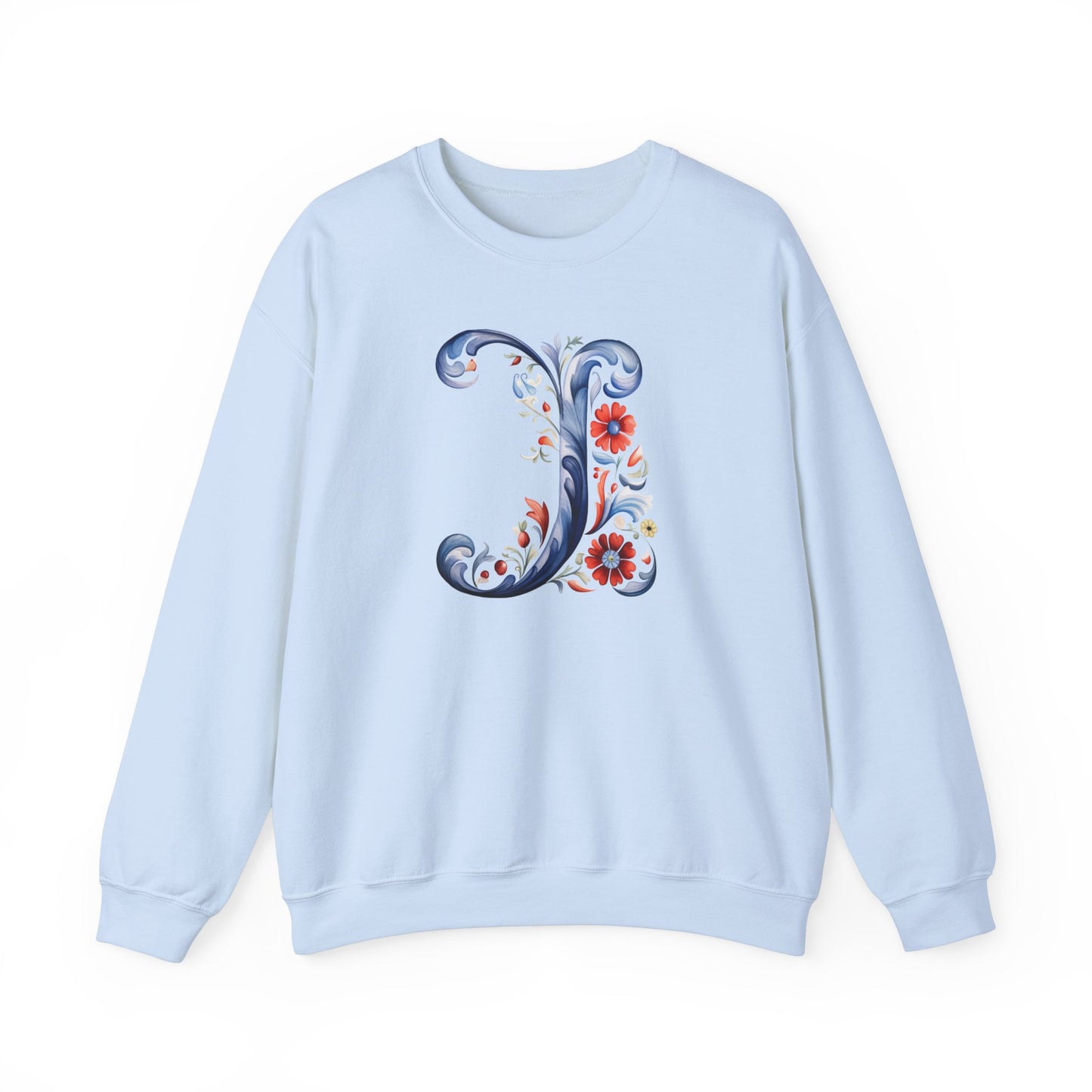 Monogram J Sweatshirt Norwegian Rosemaling Letter J Monogram Sweatshirt