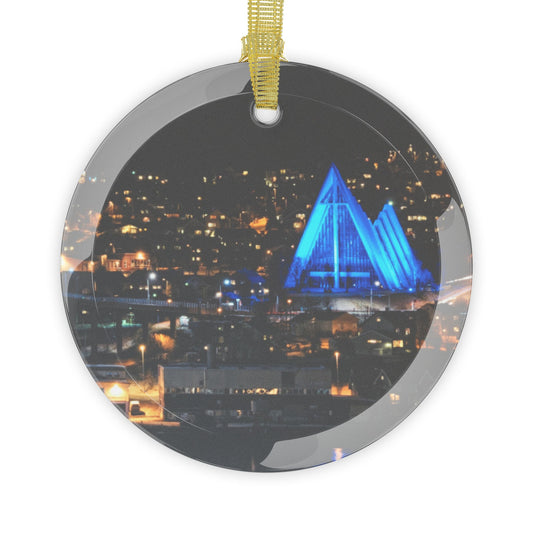 Norwegian Glass Christmas Ornament Tromsø Arctic Cathedral Design, Beveled Glass, Elegant Holiday Decor Gift