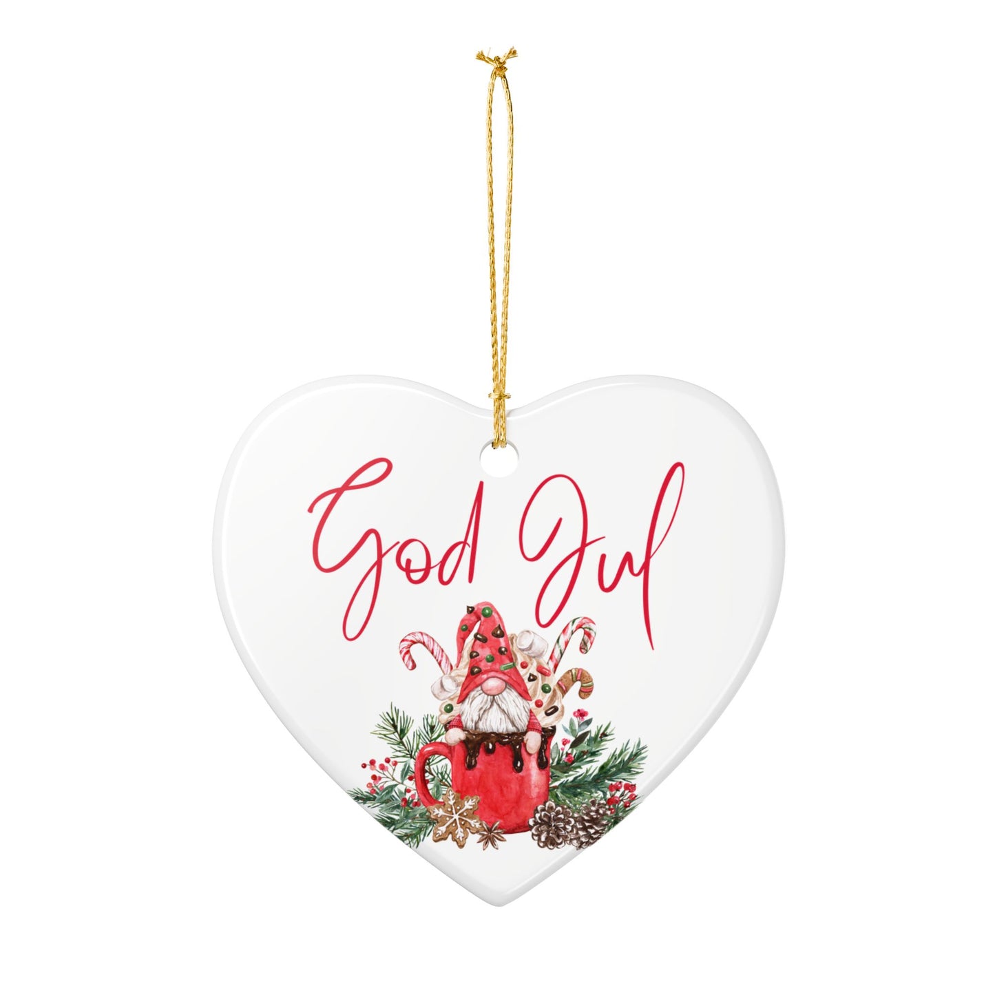 God Jul Hot Chocolate Nisse Ceramic Ornament Norway Nisse God Jul Christmas Ornament Gift Norway
