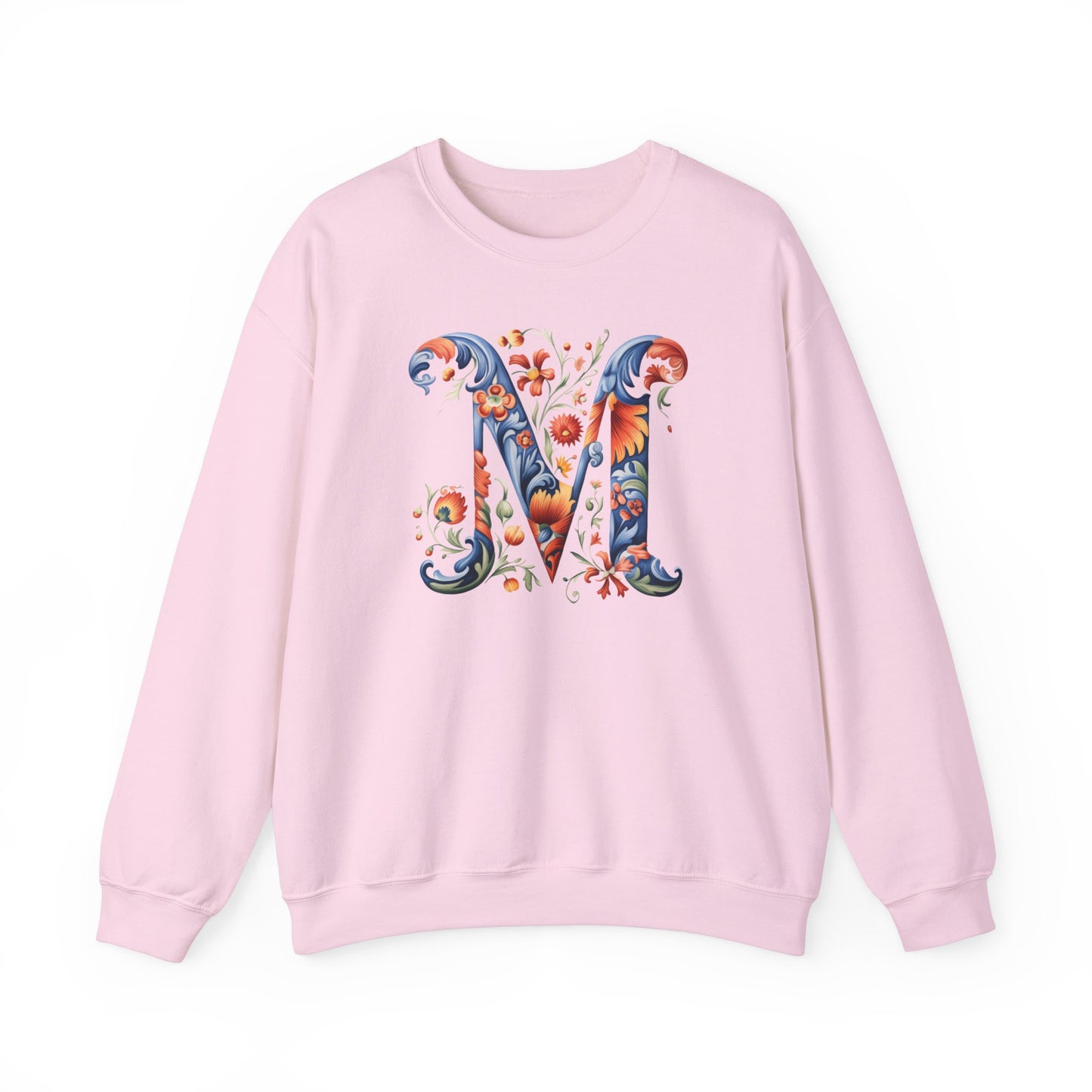 Monogram M Sweatshirt Norwegian Rosemaling Letter M Monogram Sweatshirt