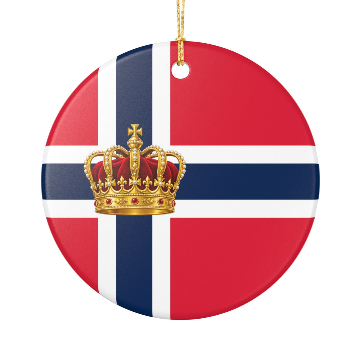 King Harald V Memorial Ornament – Norwegian Flag Ceramic Christmas Ornament