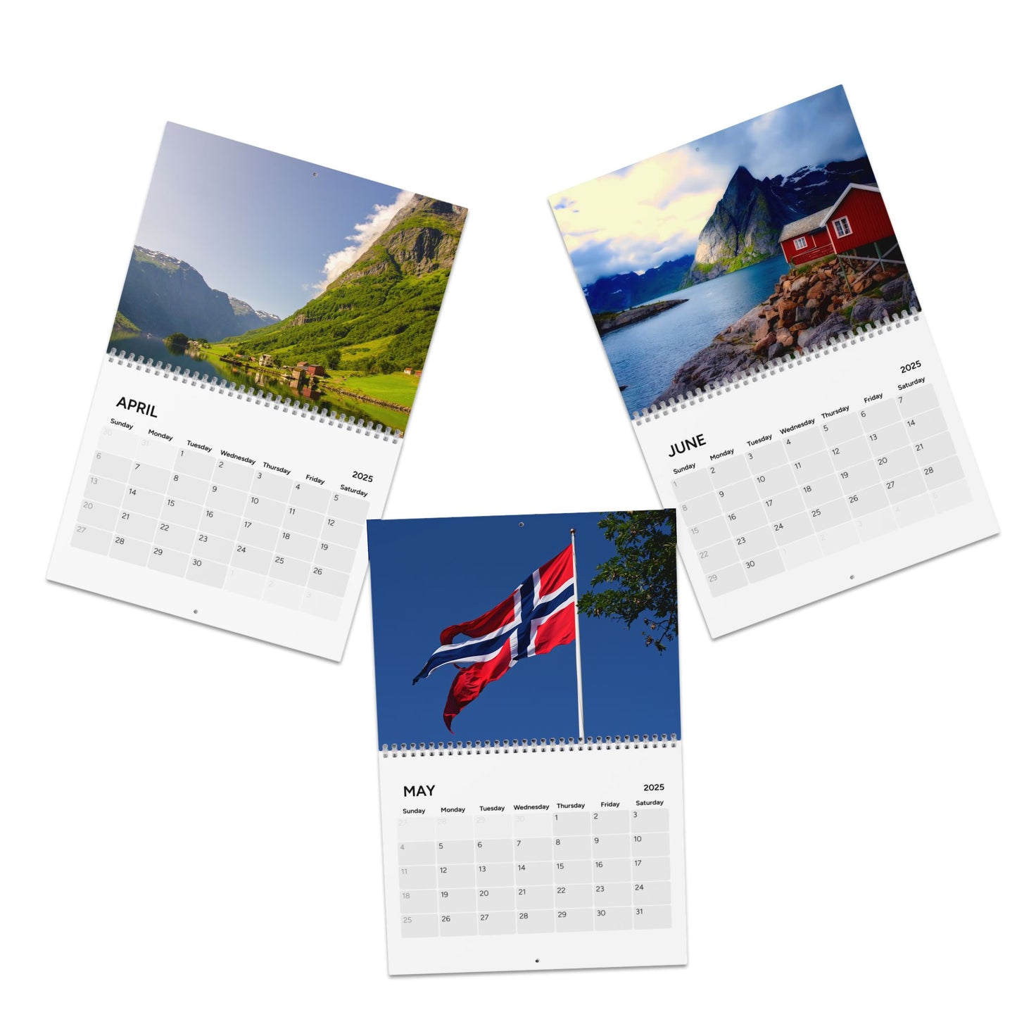 Calendar (2025) Norway Wall Calendar Christmas Gift Norway Calendar Northern Lights Calendar Fjords Mountains Norwegian Norway Travel Gift