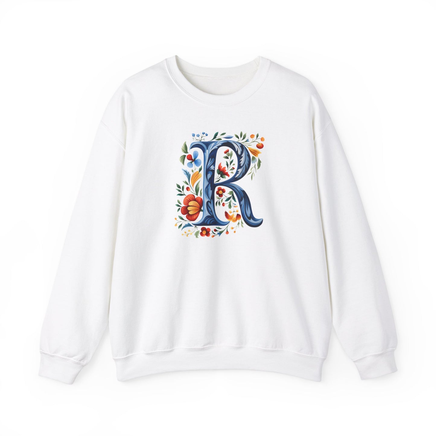 Monogram R Sweatshirt Norwegian Rosemaling Letter R Monogram Sweatshirt