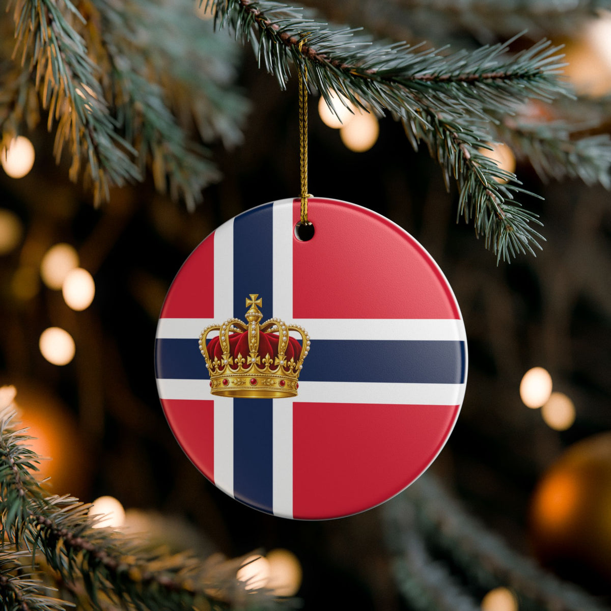 King Harald V Memorial Ornament – Norwegian Flag Ceramic Christmas Ornament
