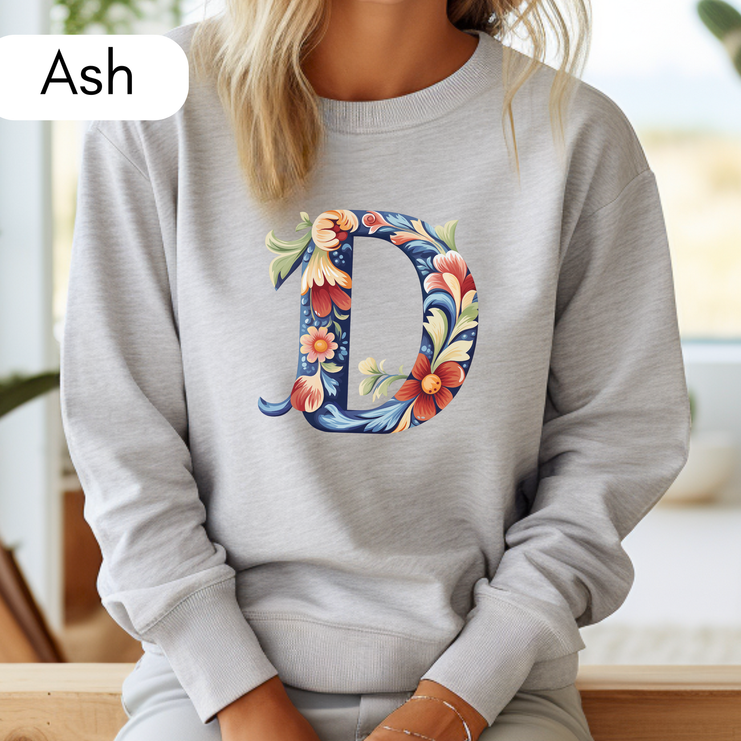 Monogram D Sweatshirt Norwegian Rosemaling Letter D Monogram Sweatshirt