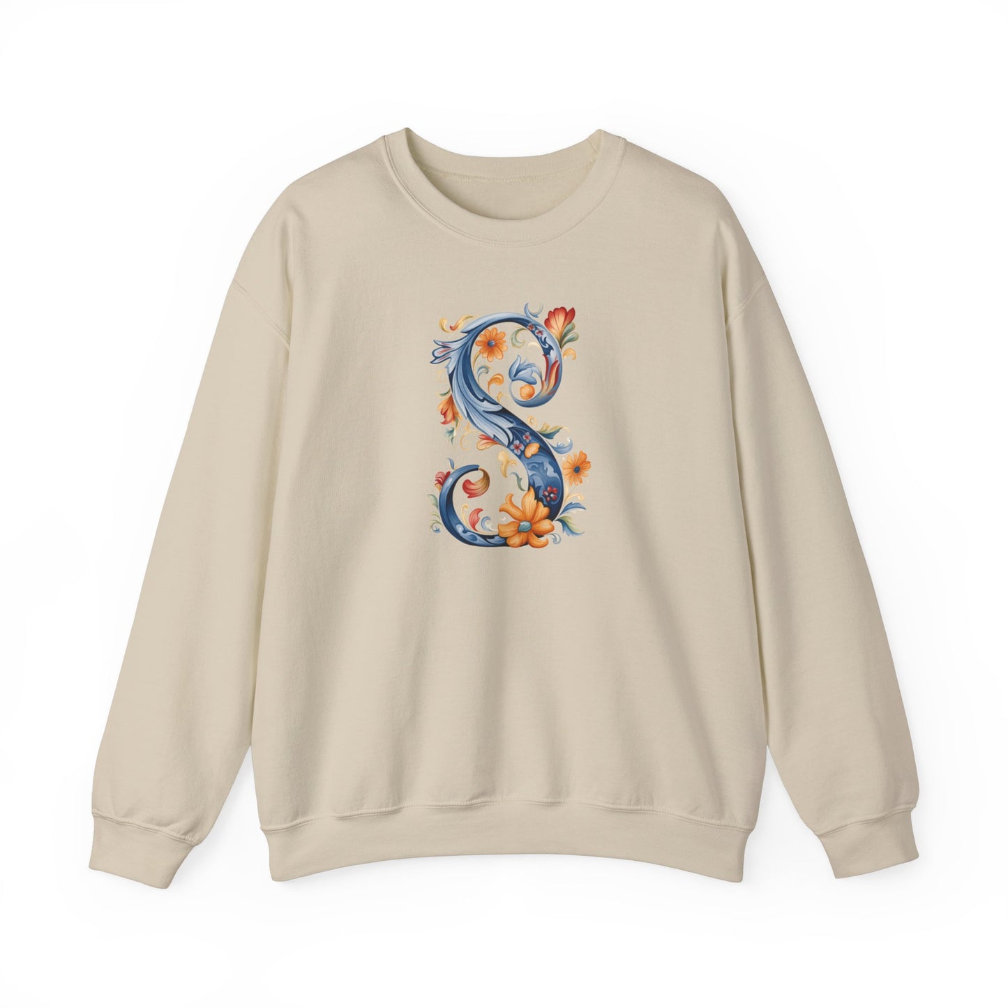 Monogram S Sweatshirt Norwegian Rosemaling Letter S Monogram Sweatshirt