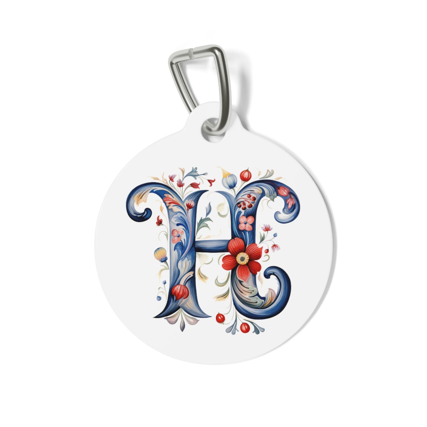 H Rosemaling Alphabet Pet Tag Rosemaling Norwegian Personalized Pet Tag