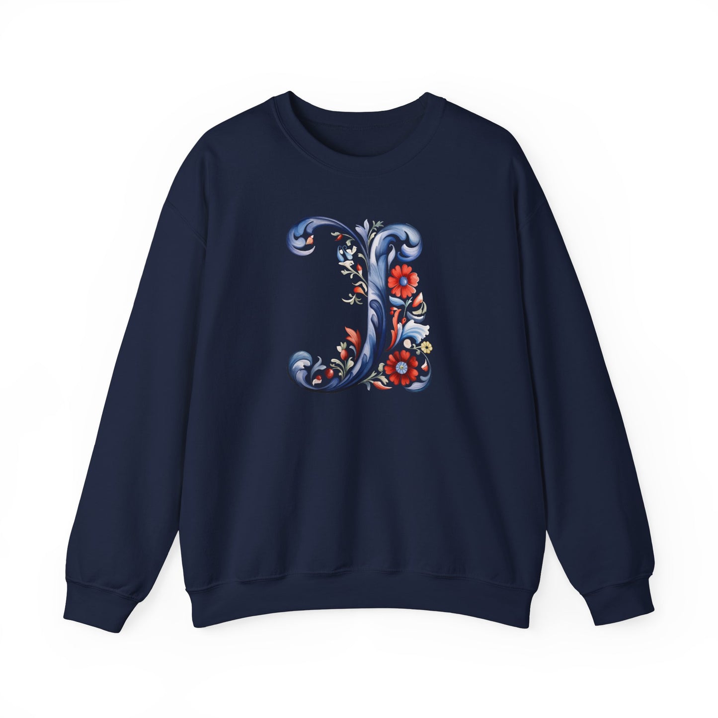 Monogram J Sweatshirt Norwegian Rosemaling Letter J Monogram Sweatshirt