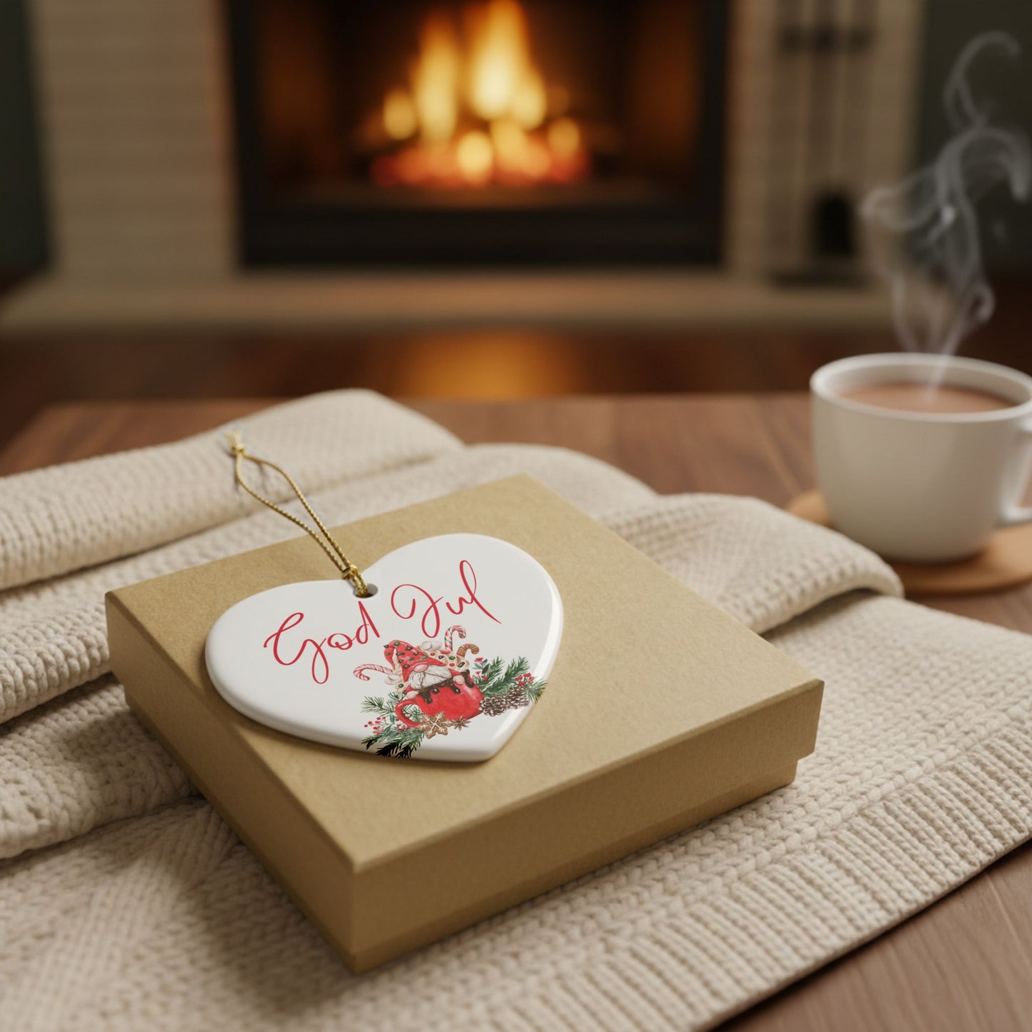 God Jul Hot Chocolate Nisse Ceramic Ornament Norway Nisse God Jul Christmas Ornament Gift Norway