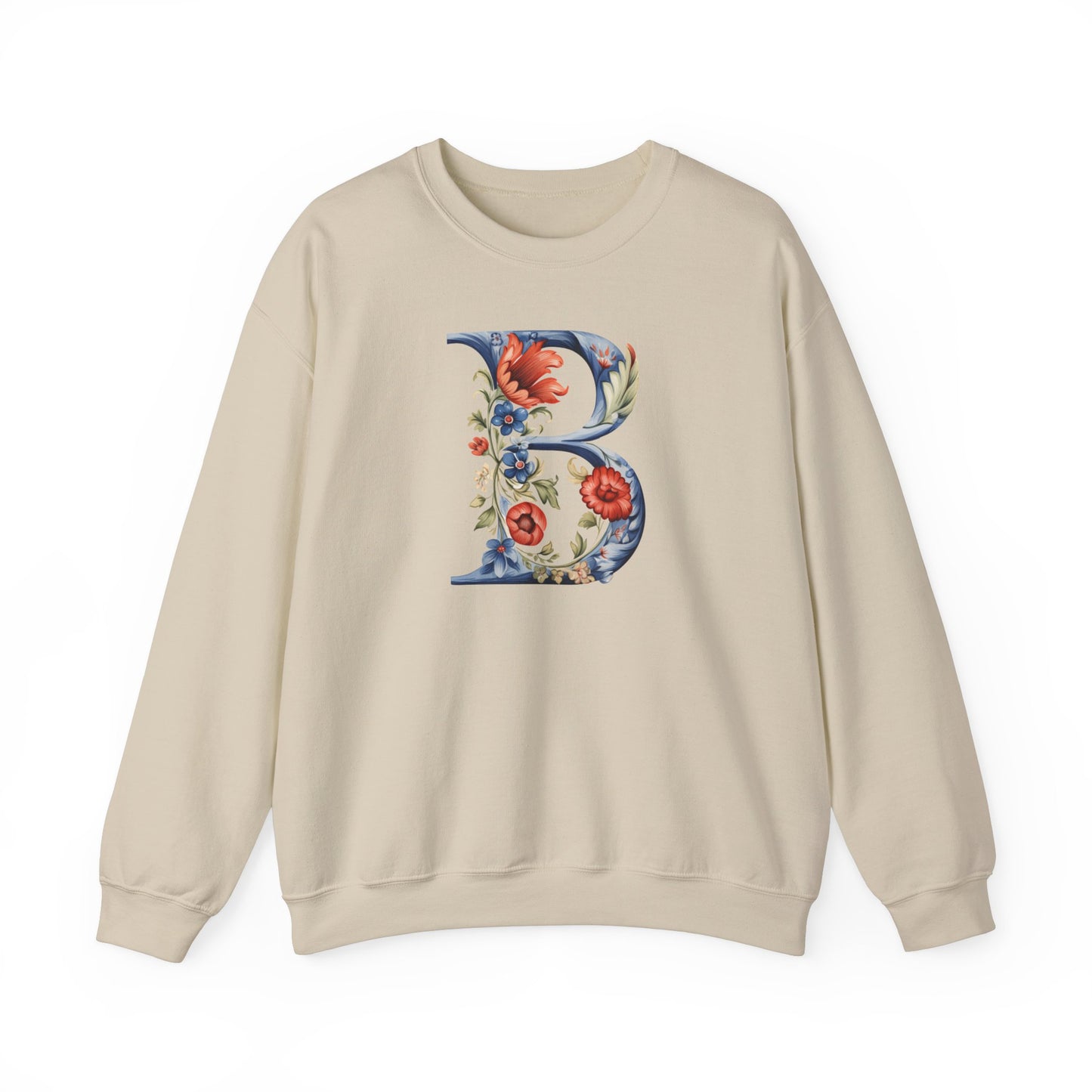 Monogram B Sweatshirt Norwegian Rosemaling Letter B Monogram Sweatshirt