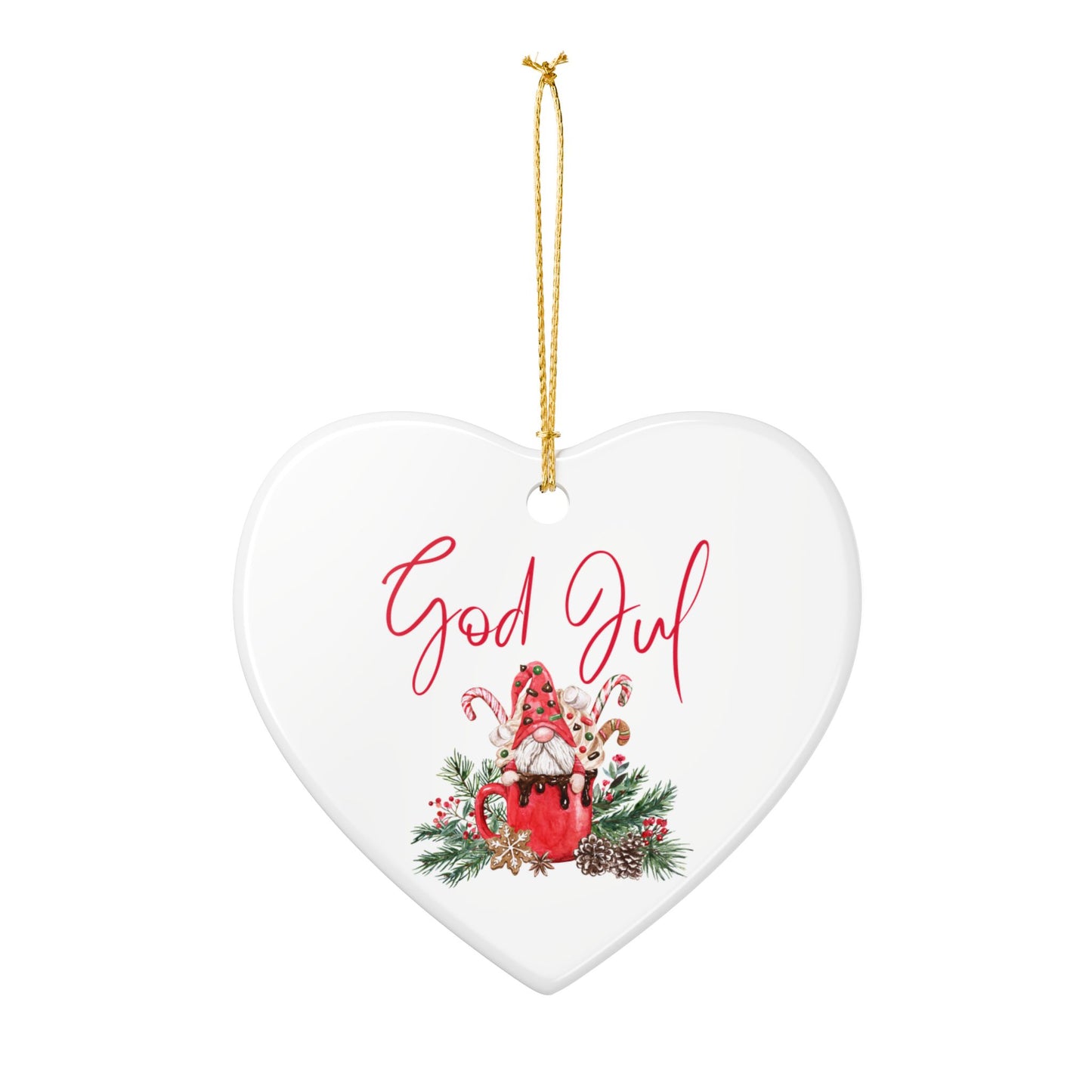 God Jul Hot Chocolate Nisse Ceramic Ornament Norway Nisse God Jul Christmas Ornament Gift Norway