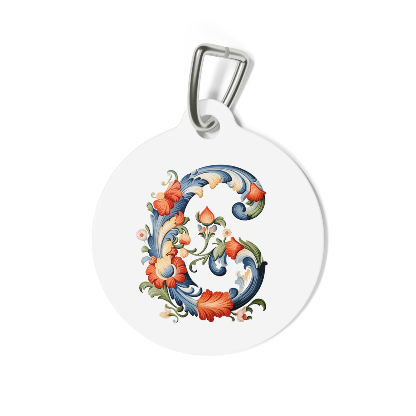 C Rosemaling Alphabet Pet Tag Rosemaling Norwegian Personalized Pet Tag