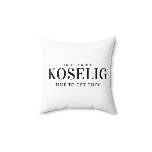 White Koselig Throw Pillow Norwegian Home Decor Housewarming Gift Faux Suede Koselig Pillow