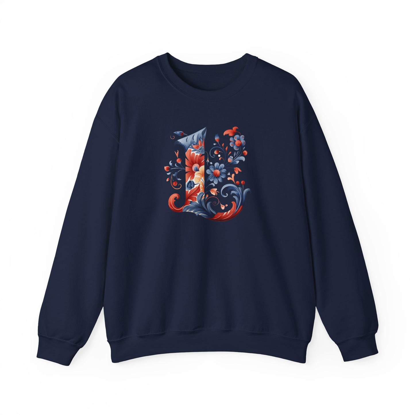 Monogram L Sweatshirt Norwegian Rosemaling Letter L Monogram Sweatshirt