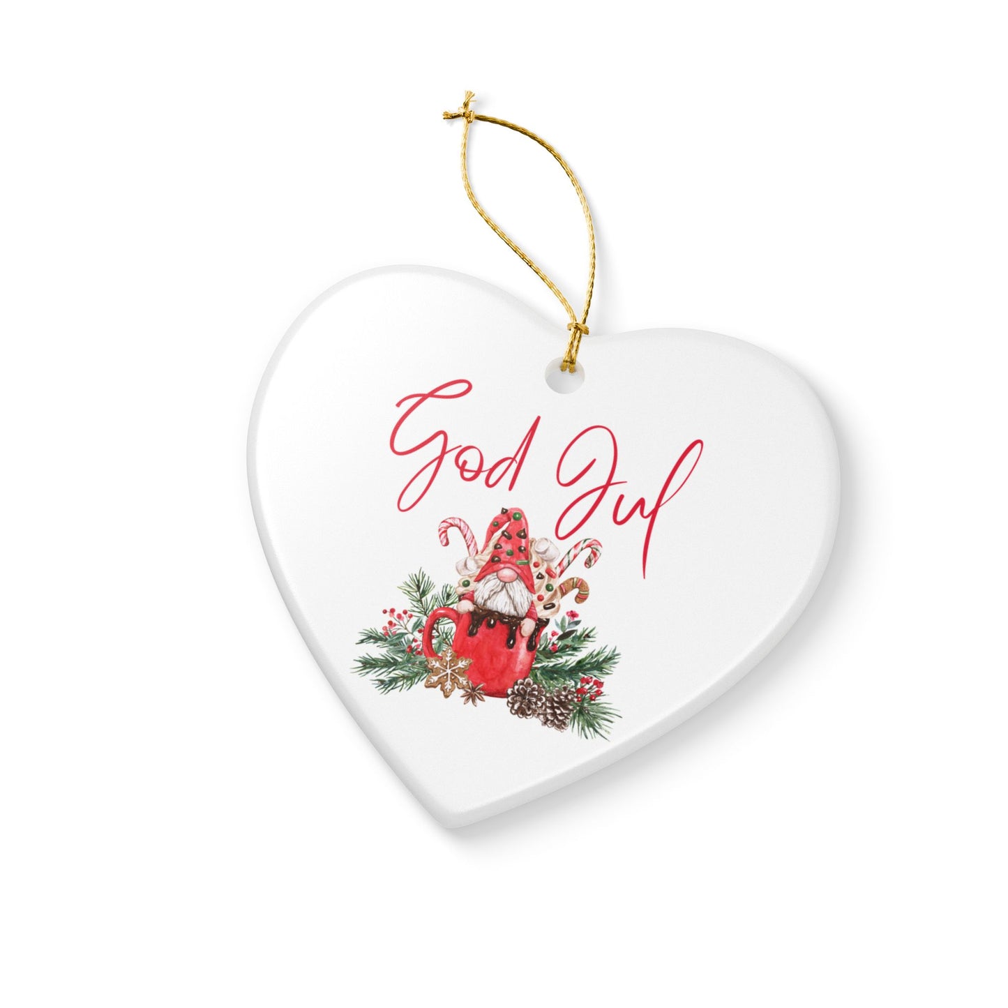 God Jul Hot Chocolate Nisse Ceramic Ornament Norway Nisse God Jul Christmas Ornament Gift Norway
